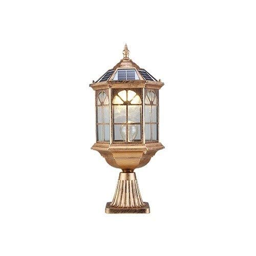 Vintage Victorian Outdoor Solar LED Column Lamp - Waterproof IP55 Glass Lantern for Garden, Fence, Deck & Landscape Lighting (Bronze Two-Tone) | Perfect for Patio, Pathway & Backyard Decor