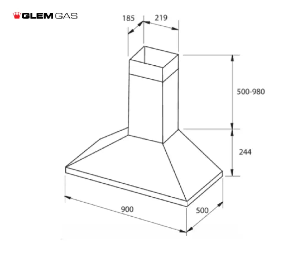 Glem CK90FP 90cm Stainless Steel Range Hood - Powerful 900 CFM Kitchen Exhaust Fan with LED Lights - Perfect for Modern Open-Concept Kitchens and Restaurants