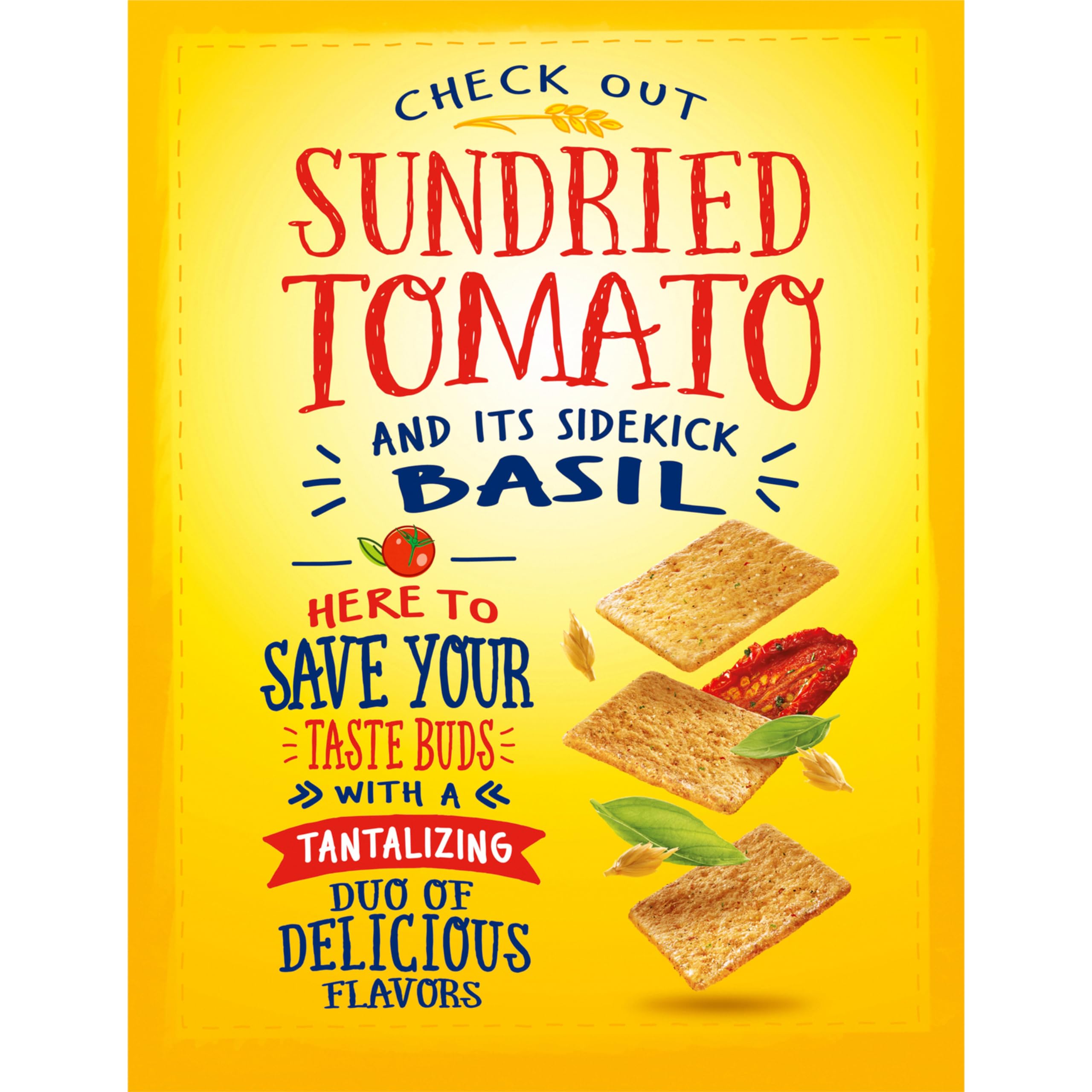 Wheat Thins Sundried Tomato & Basil Whole Grain Wheat Crackers | Family Size Bulk Snack Box (6-13 oz) | Healthy Party, School Lunch & Office Snacks