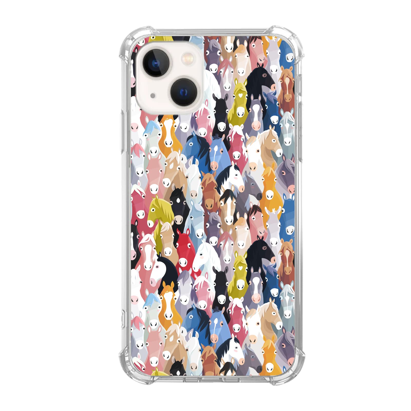 **Cute Colorful Cartoon Horse Phone Case for iPhone 13 - Aesthetic TPU Bumper Cover for Teens, Men & Women - Perfect for School, Work & Everyday Use**