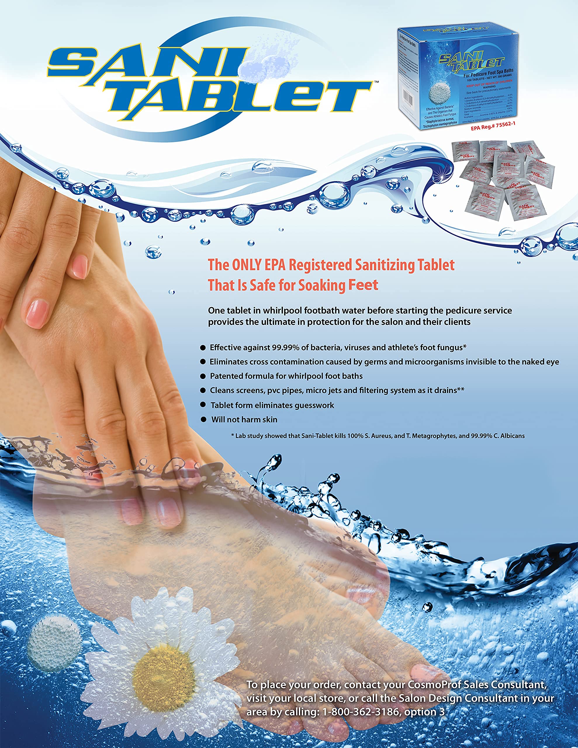 Sanicare Sani-Tablet 100 Tablets | Disinfectant Cleaning Tablets for Toilets, Sinks & Showers | Hospital-Grade Sanitizer for Home, Office & Travel Use (Model: SAN0100)