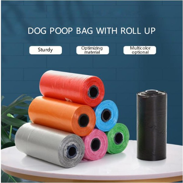 Eco-Friendly Colored Dog Poop Bags - 15 Count Roll with Convenient Dispenser | Biodegradable Waste Bags for Small, Medium & Large Dogs | Perfect for Park Walks, Hiking & Backyard Cleanup