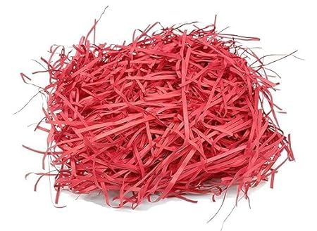 K K Industrial 500g Colored Easter Basket Paper Grass Raffia Shreds - Premium 500 GSM Shredded Tissue for Gift Wrapping, Hamper Filling, Easter Decorations & Party Crafts (Red) - Perfect for Easter Baskets, Gift Boxes & Holiday Party Decor