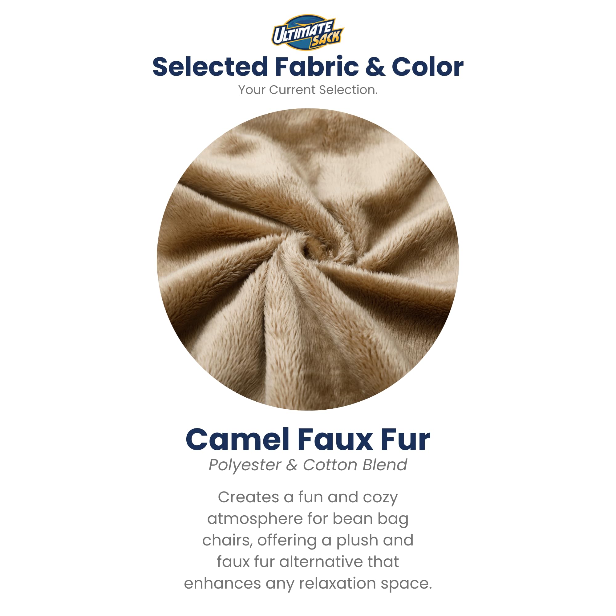 ULTIMATE SACK Oversized Bean Bag Chair - Super Soft Camel Fur Floor Pillow for Adults & Kids | Perfect for Living Room, Bedroom, Game Room & Dorm Lounge Furniture