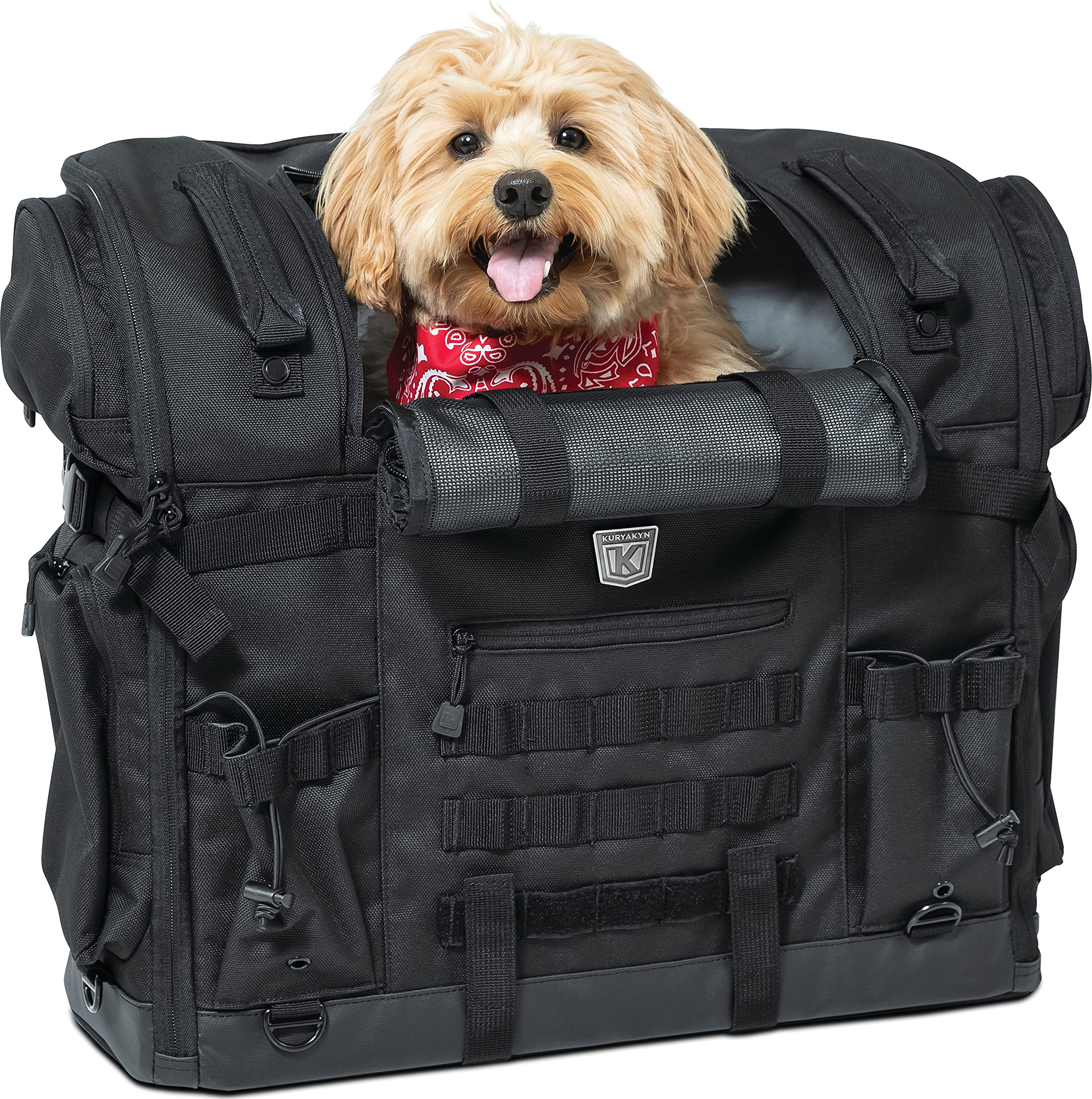 Kuryakyn 5723 Titan Pet Palace - Weatherproof & Heat-Resistant Motorcycle Pet Carrier for Dogs & Cats | Portable Travel Crate for Touring Seats (Black) | Perfect for Road Trips & Adventure Rides