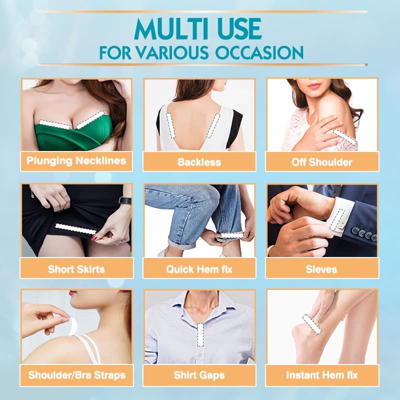 Women's Clear Double-Sided Fashion Tape for Clothes & Skin - 36 Invisible Body Adhesive Strips | Fabric & Skin Friendly Strong Hold for Dresses, Tops, Strapless Outfits | All-Day Wear for Weddings, Parties & Formal Events