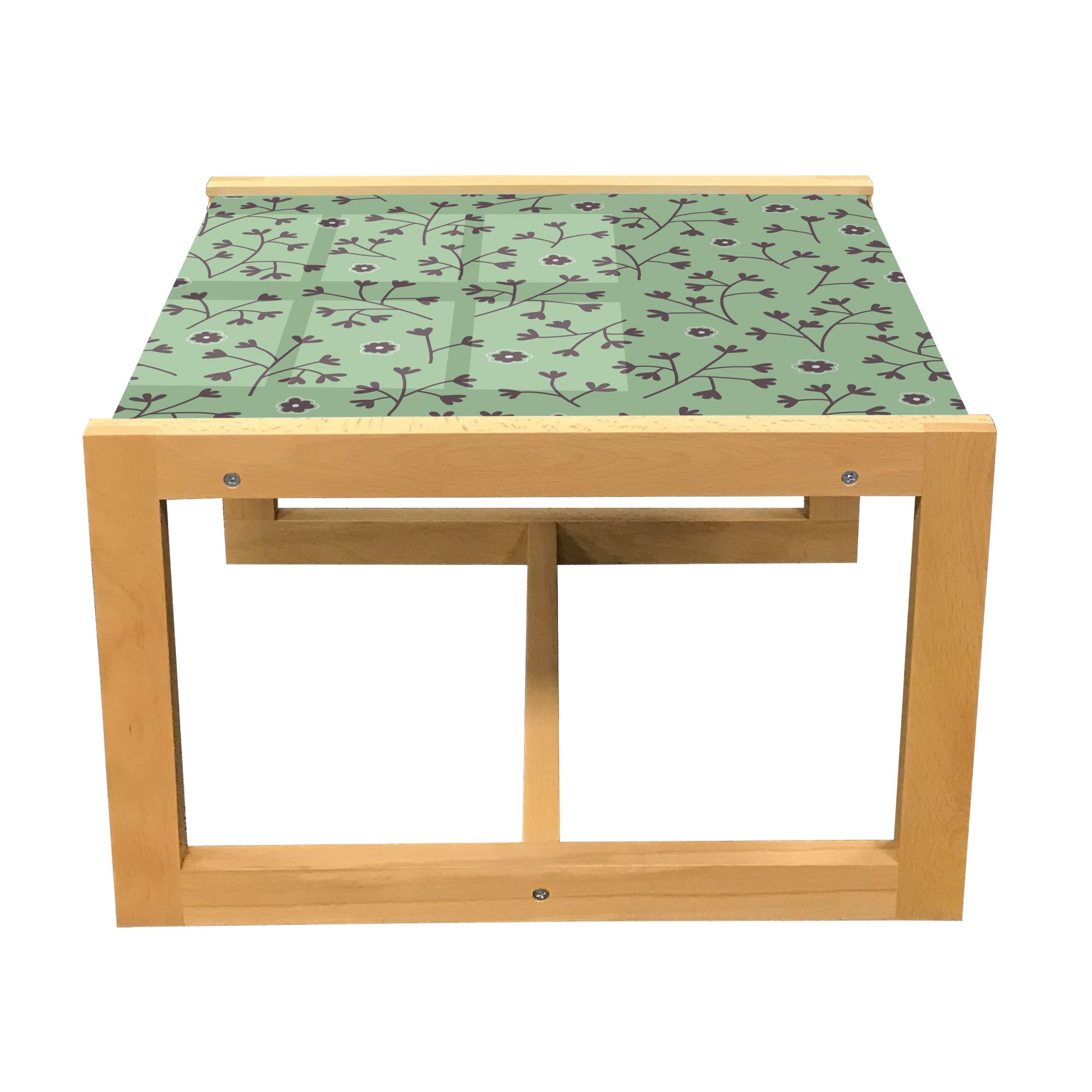 Ambesonne Floral Coffee Table, Botanical Glass Top with Wooden Frame - for Office & Dorm Decor