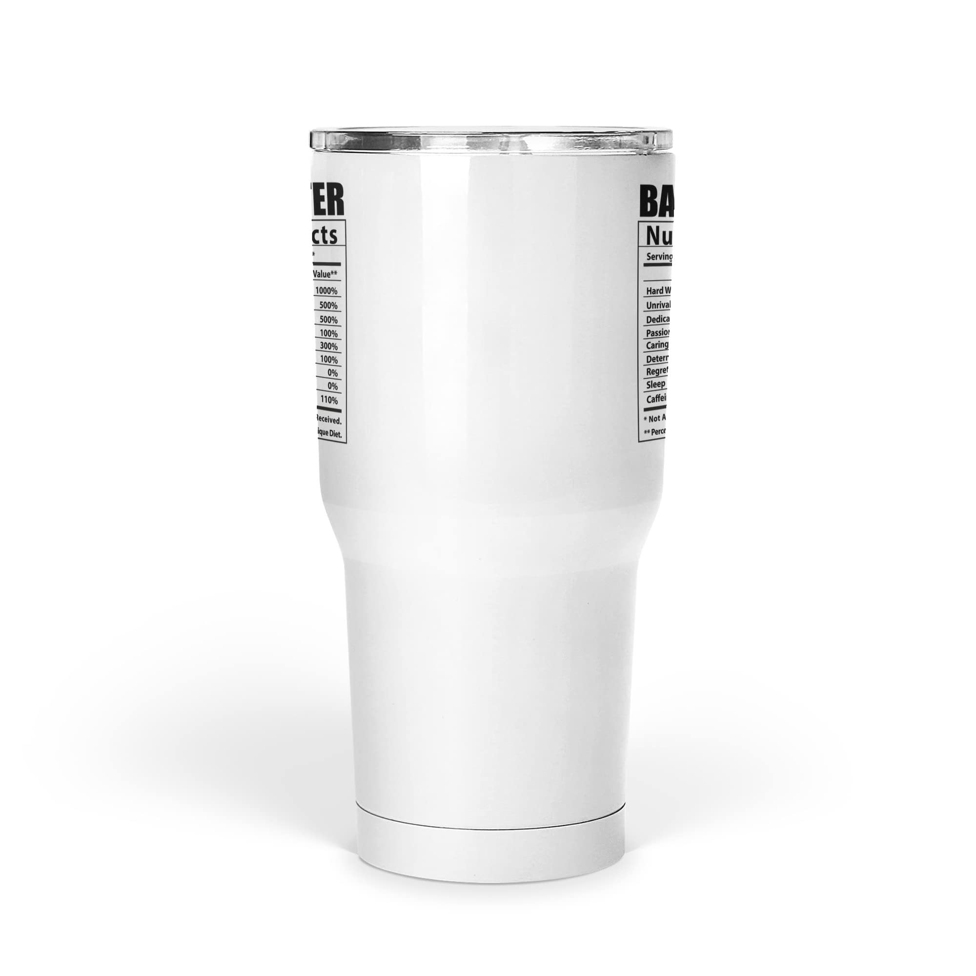 Funny Babysitter Nutritional Facts Tumbler 30oz - Insulated Stainless Steel Cup with Lid & Straw - Perfect Christmas Gift 2024 for Nannies, Daycare Workers & Childcare Professionals - Great for Coffee, Tea & Cold Drinks at Work or Home