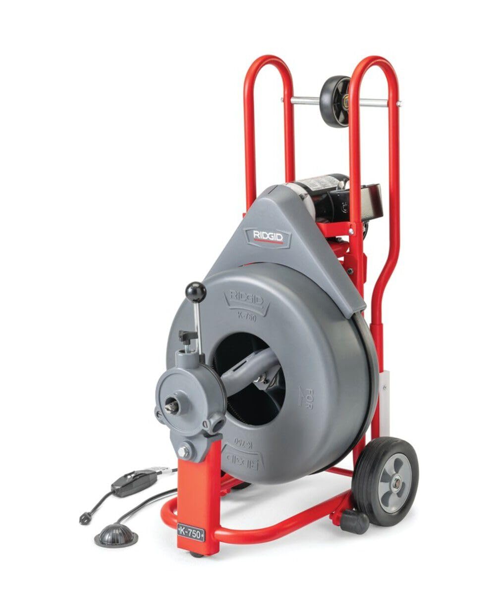 RIDGID 47047 K-750 Drum Machine with C-24 5/8 Inch x 100 Foot Drain Cleaning Cable & AUTOFEED Control - Professional Drain Cleaning Machine for Clogged Pipes, Sewer Lines & Commercial Plumbing Maintenance