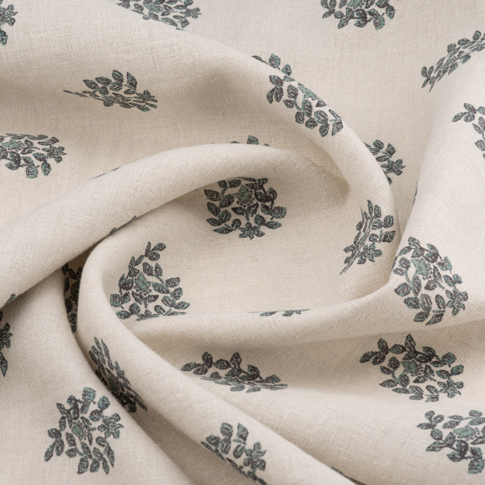 Somborne Wreath Linen & Teal Fabric Samples - Premium Home Decor Fabric Swatches for DIY Crafts, Upholstery, and Seasonal Decorations
