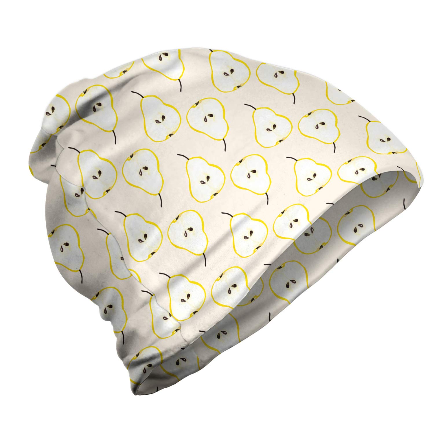 Ambesonne Unisex Beanie - Juicy Fruit in Halves Print, Warm Knit Hat for Men & Women, Perfect for Hiking, Camping, and Winter Outdoor Activities