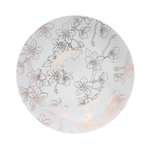 Elegant Rose Gold & White Round Plastic Plates Set - Perfect for Weddings, Parties, and Home Decor | Durable & Stylish Tableware for Any Occasion