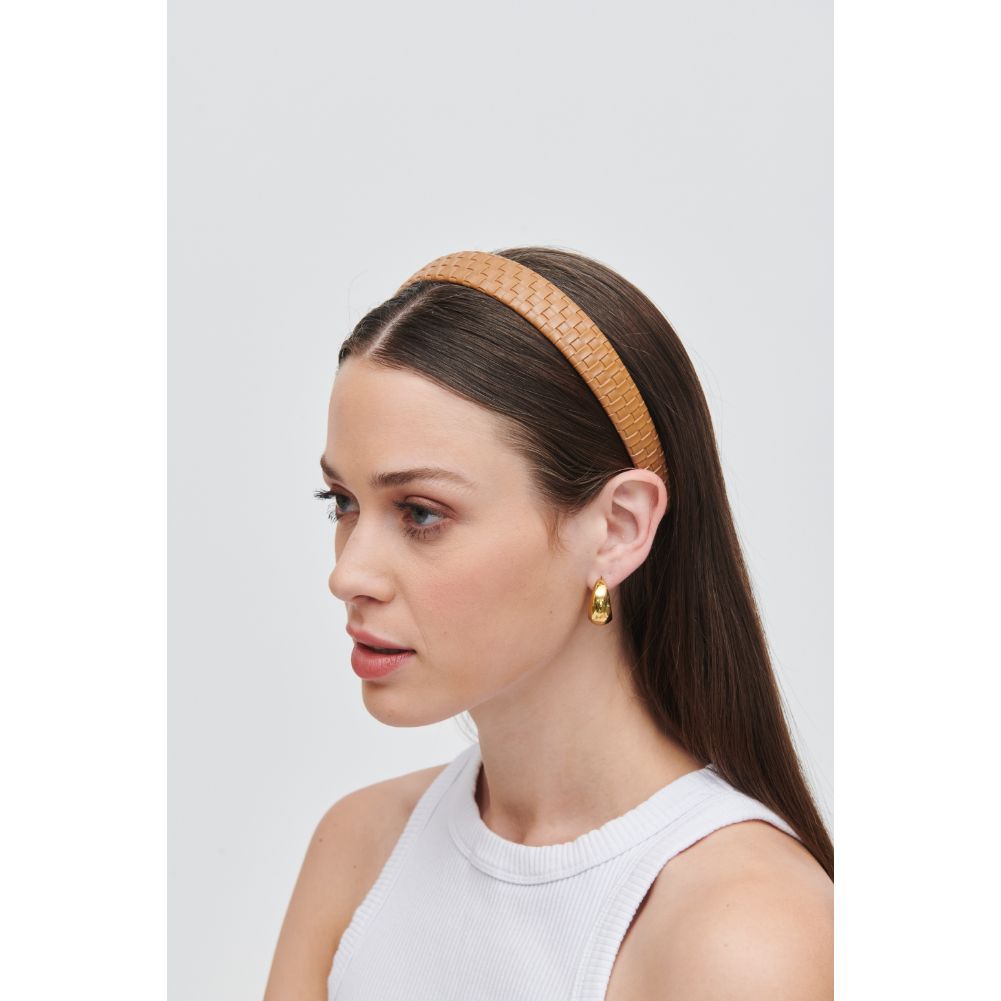 Stylish Embossed Woven Vegan Leather Headband for Women - Fashion Hair Accessory for Workouts, Yoga, and Everyday Wear