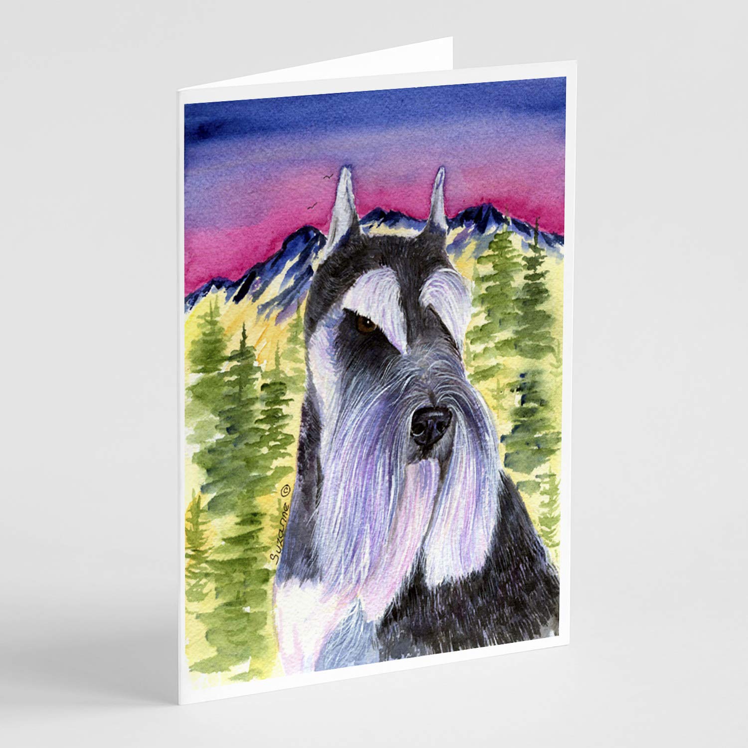 Whimsical Schnauzer Greeting Cards - Pack of 8 Blank A7 (5x7) Note Cards with Envelopes | Perfect for Birthdays, Thank You Notes & Pet Lover Gifts