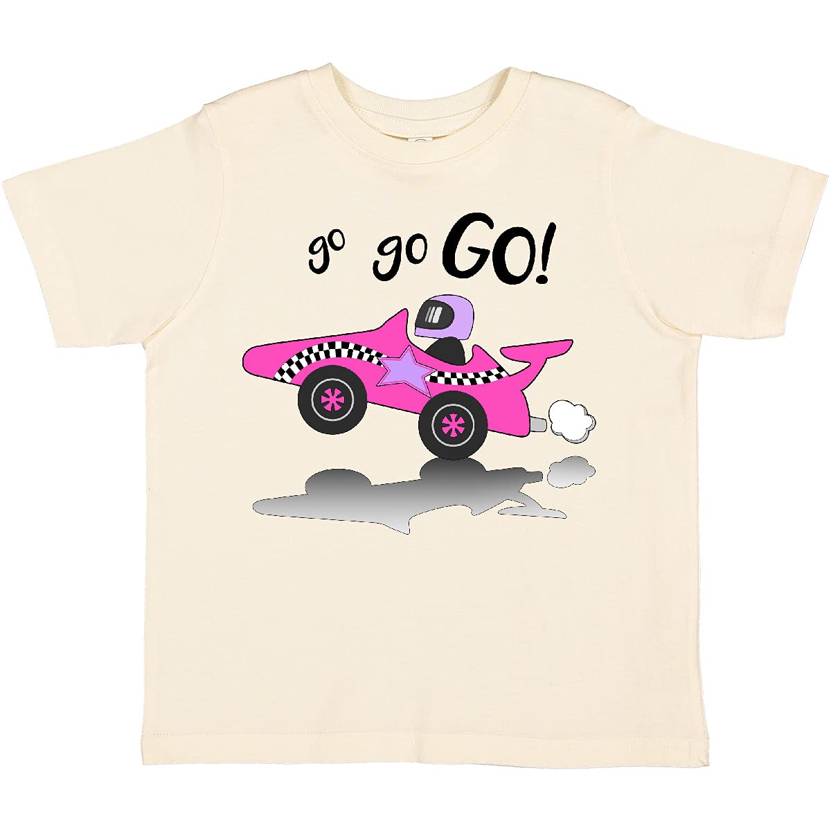 Inktastic Go Go Go Pink Racing Car Toddler T-Shirt - Cute Toddler Girls' Graphic Tee for Playdates, Birthday Parties & Casual Outfits