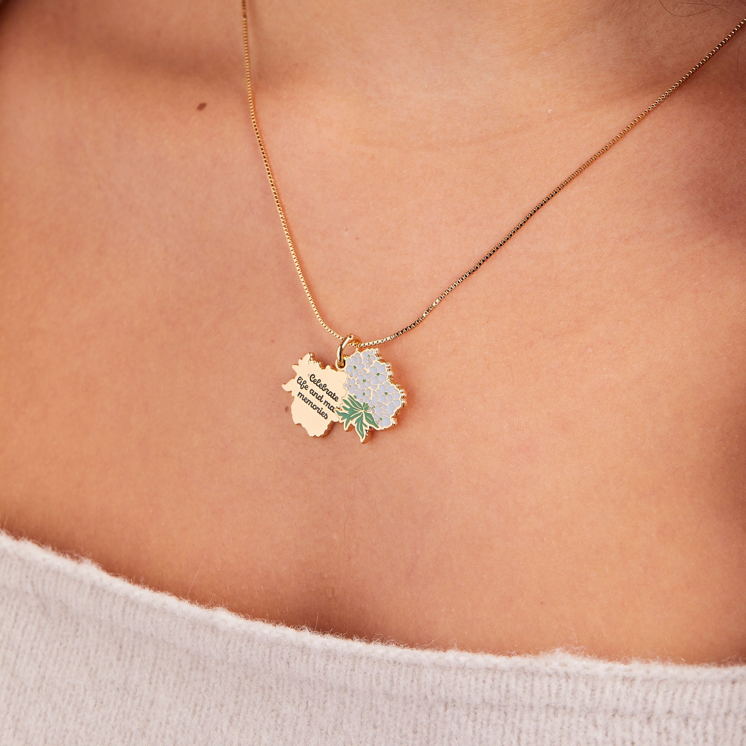 Delphinium Flower 'Celebrate Life And Make Memories' Sterling Silver Necklace - Perfect for Anniversaries, Birthdays & Special Occasions