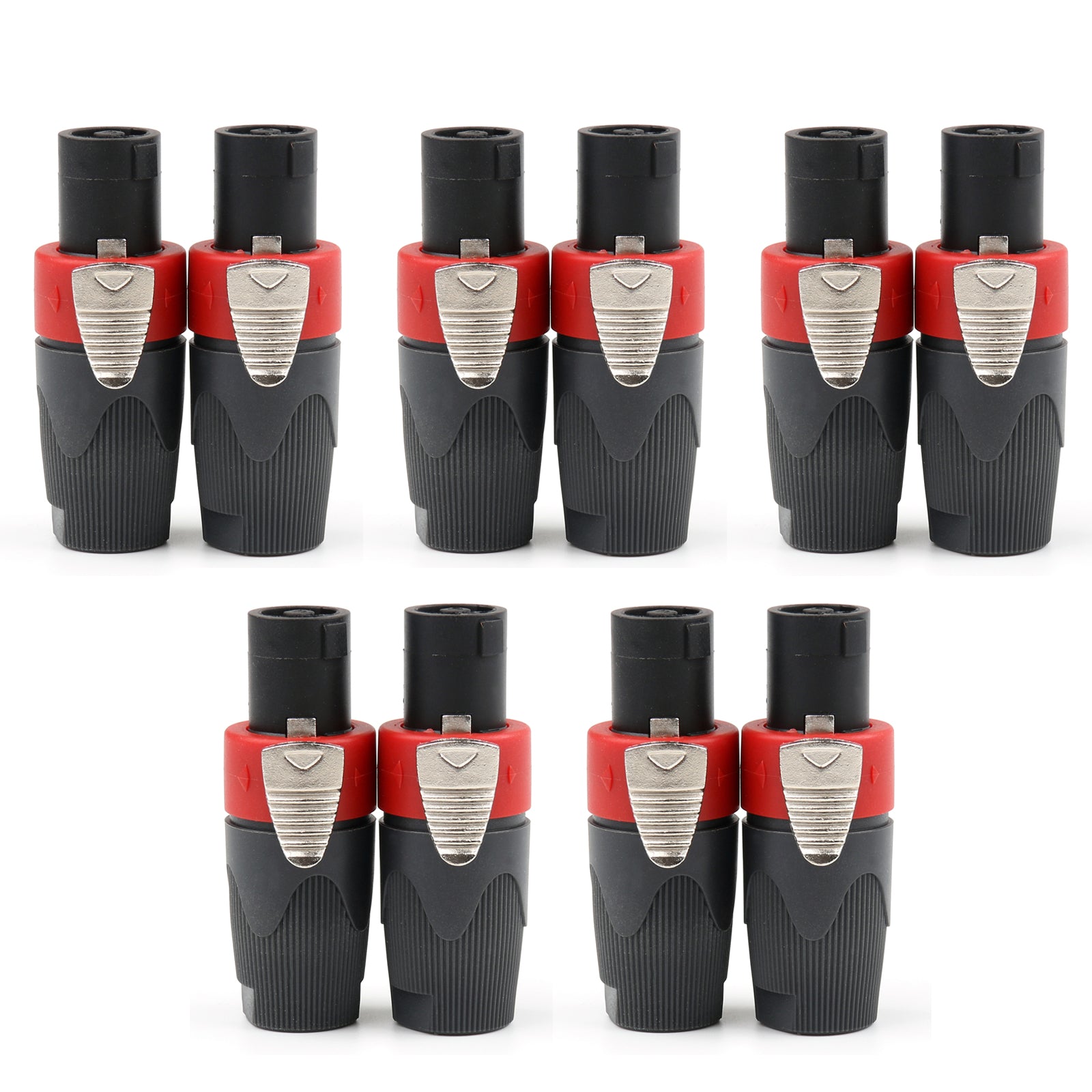 10 Pcs Red Speakon 4 Pin Male Plug Connector for Professional Audio Cables - DJ Equipment, PA Systems & Live Sound Setups