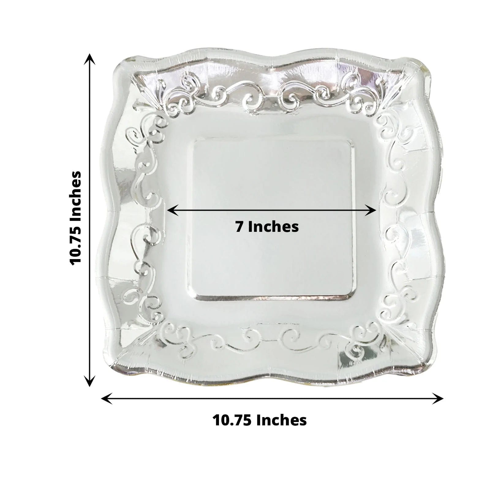 25 Pack Square Disposable Dessert Plates with Elegant Scroll Design - Perfect for Parties, Weddings, and Dinner Events