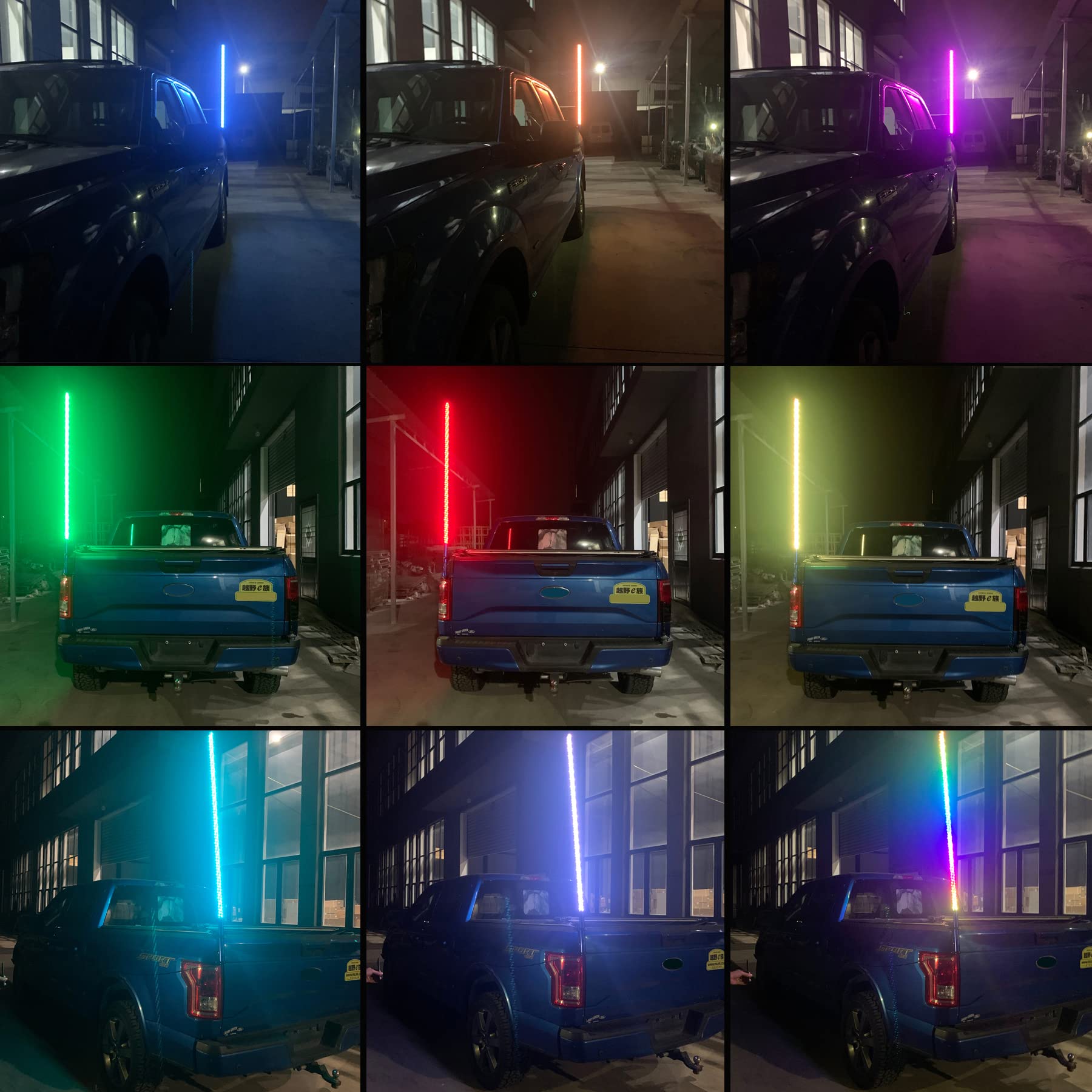 LED Whip Lights for Trucks with Remote Control - 366 Color Modes & 9 Brightness Levels - Compatible with 2015-2020 Ford F150 - Includes Flag Pole Holder (47in, With Flag) - Perfect for Off-Roading, Camping & Truck Shows