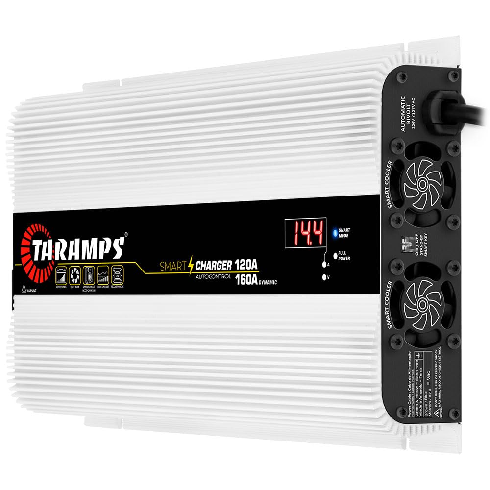 Taramps Smart 120/160A Battery Charger - 160A Dynamic Mode for Car Audio Systems - 2200W Max Power Output - Bivolt Automatic 127/220VAC - Perfect for High-Performance Car Audio & Vehicle Power Supply