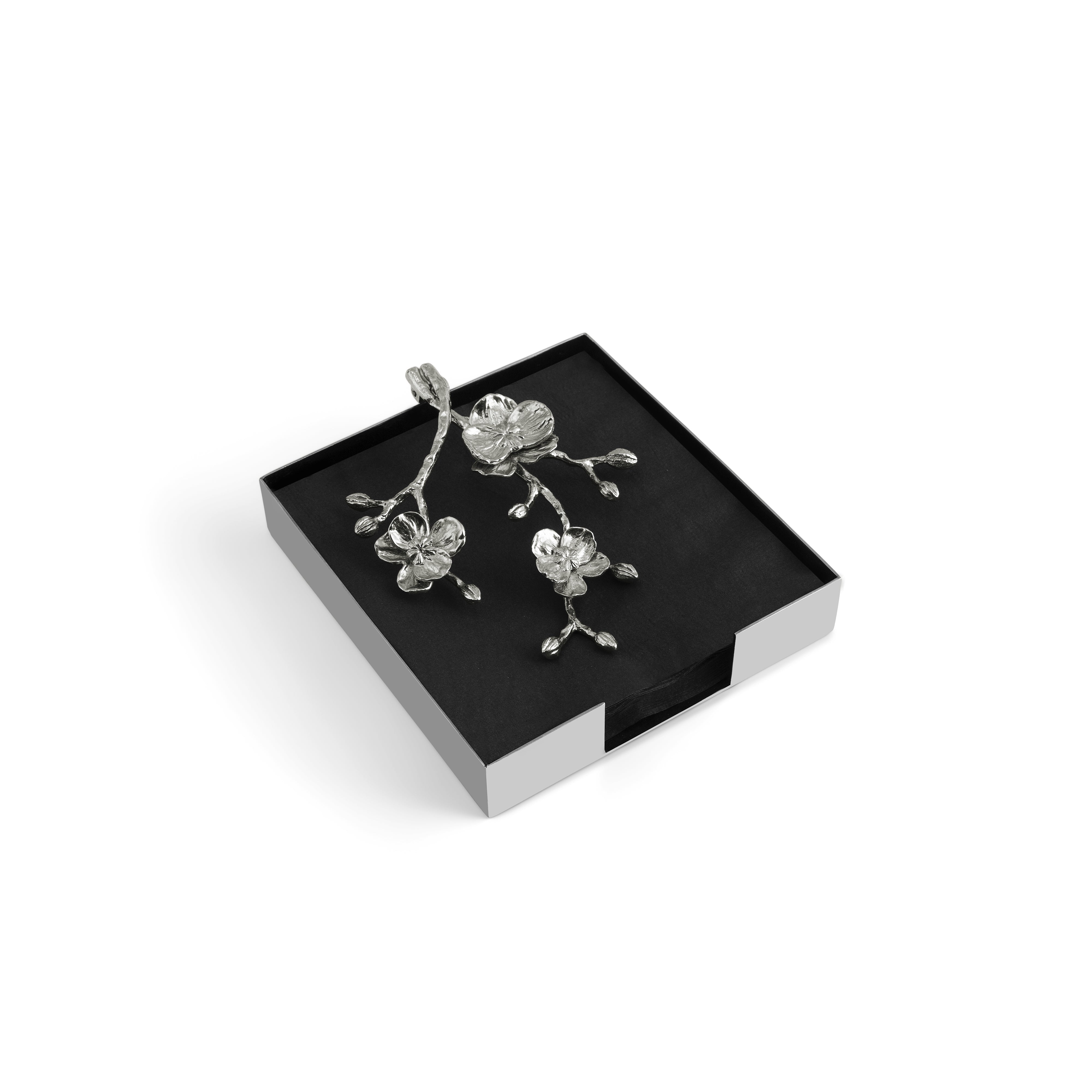 Elegant White Orchid Napkin Holder for Dining Table Decor - Perfect for Weddings, Parties & Home Decor