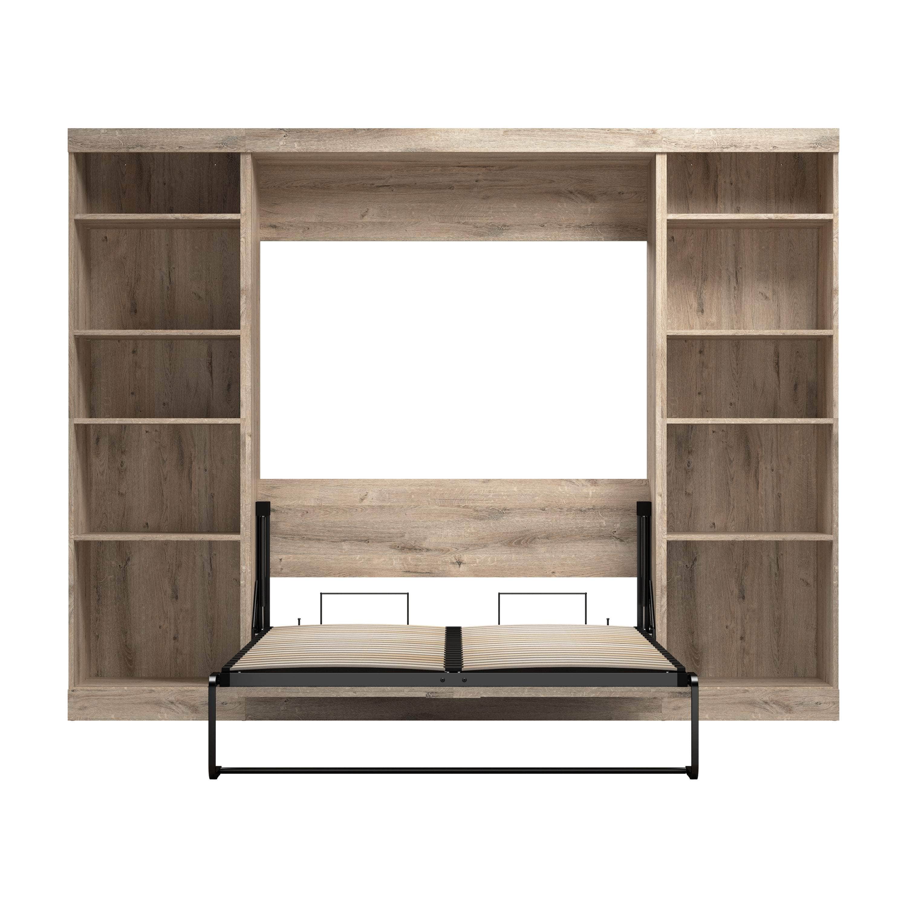 Space-Saving Full Murphy Bed with 2 Storage Units (109W) - 7 Color Options for Home, Office, or Guest Room Use