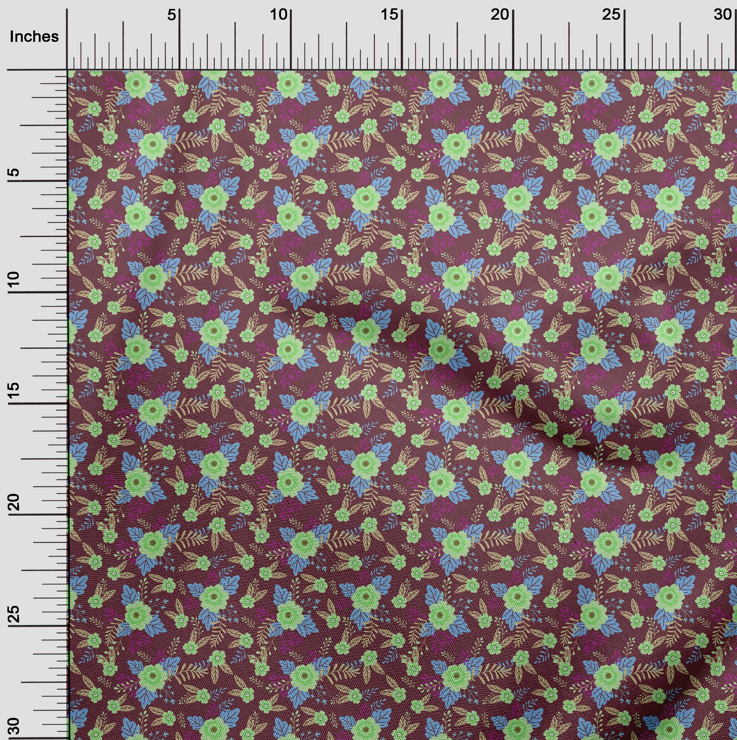 Premium 100% Cotton Poplin Twill Fabric - Pink Floral Print Dress Material for Kids (56