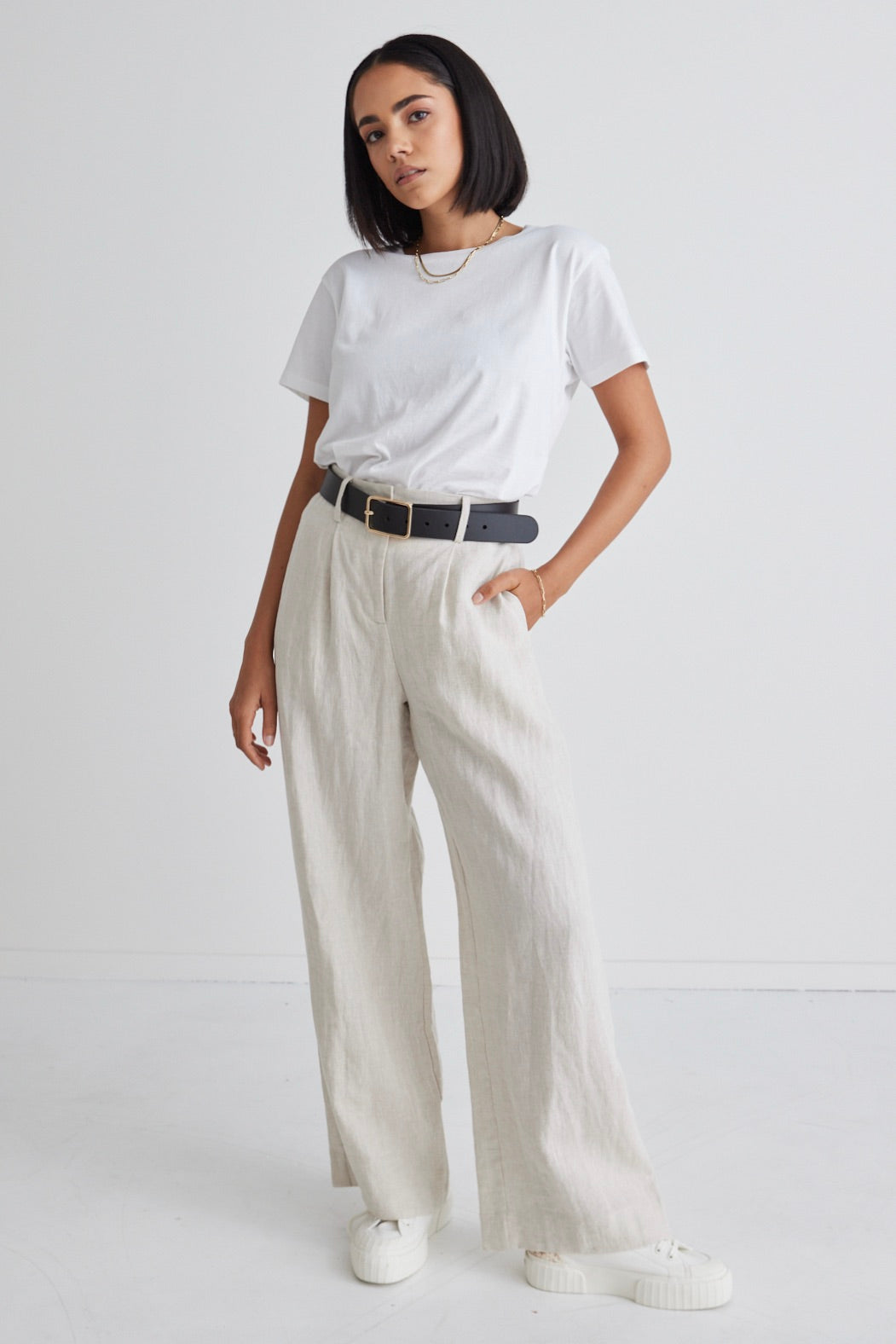 Island Natural Linen Pleat Front Wide Leg Pants for Women - Comfortable Summer Casual Trousers for Beach, Vacation & Everyday Wear