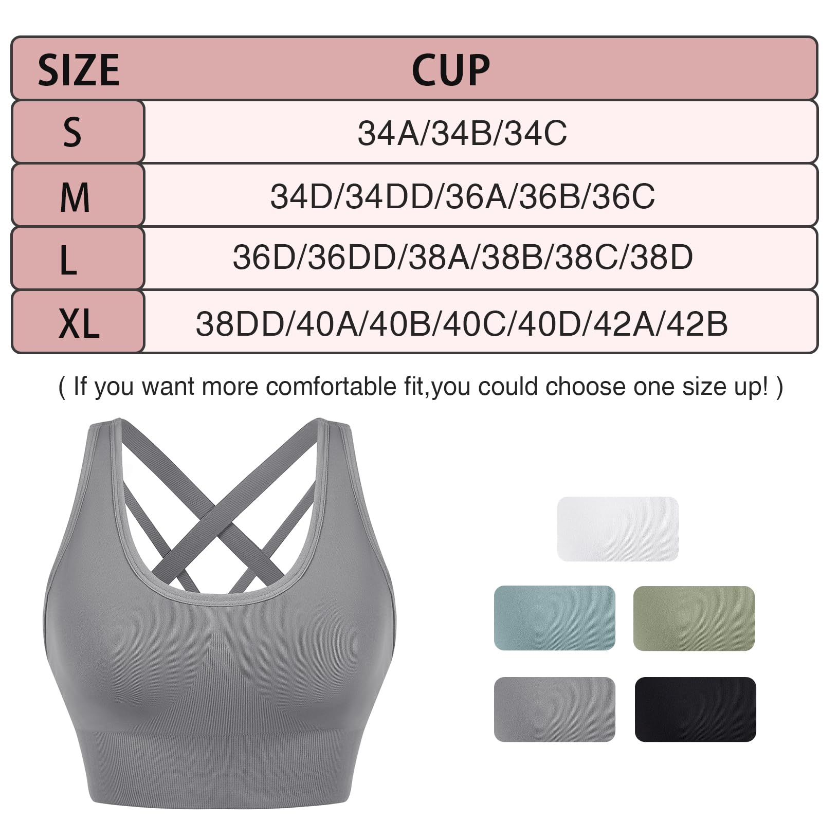 Sykooria Women's 3 Pack High Support Sports Bras - Strappy Cross Back Padded Workout Running Yoga Gym Bra for Active Lifestyles | Perfect for Running, Yoga, Gym & High-Intensity Training