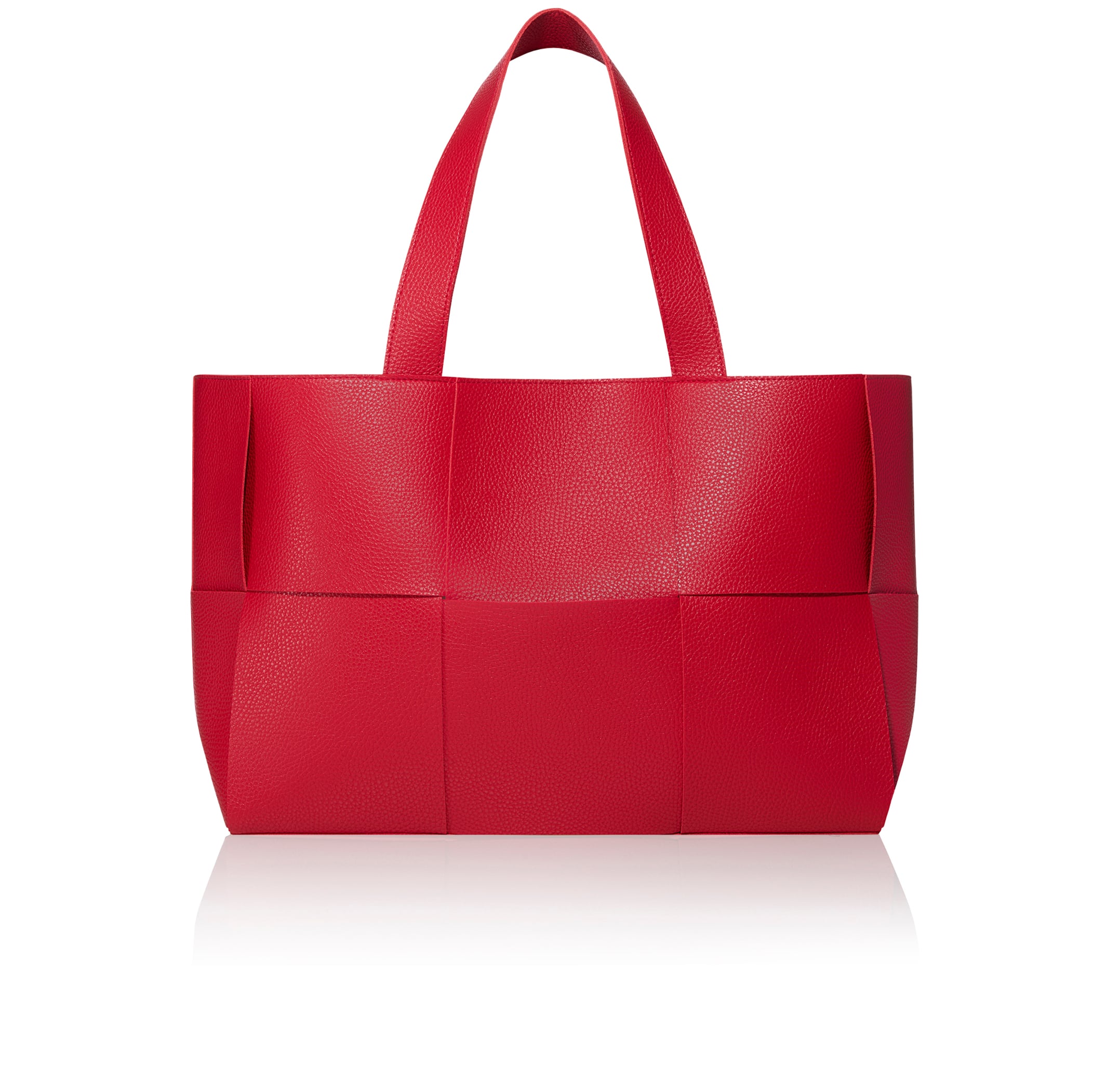 Stylish Red Faux Leather Tote Bag for Women - Trendy Vegan Handbag with Spacious Interior - Perfect for Work, Travel & Everyday Use