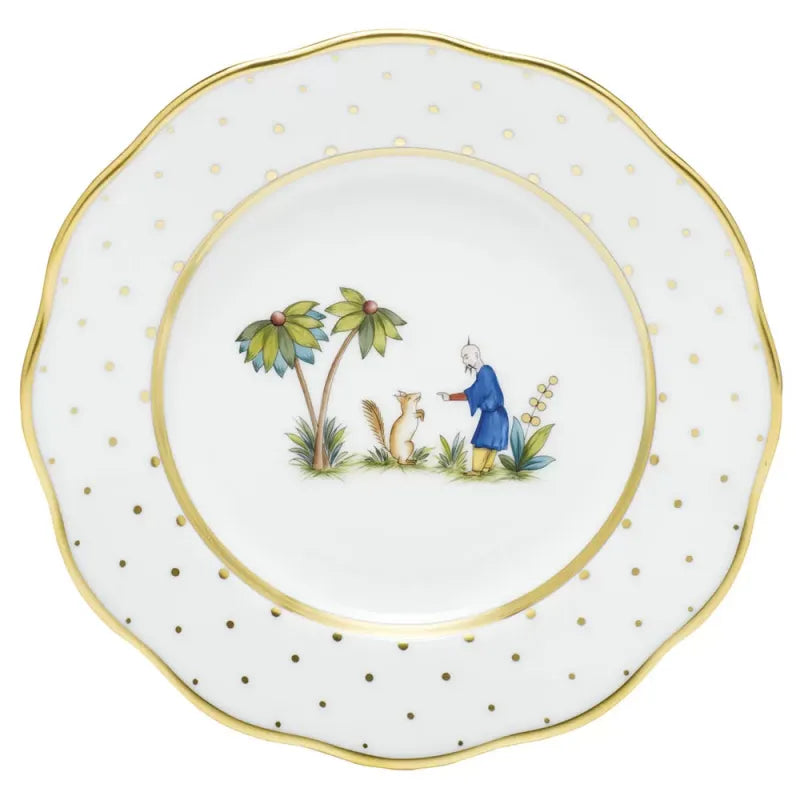 Herend Asian Garden Multicolor Bread and Butter Plate - Elegant Hand-Painted Porcelain Appetizer Dish for Tea Parties, Weddings & Home Decor