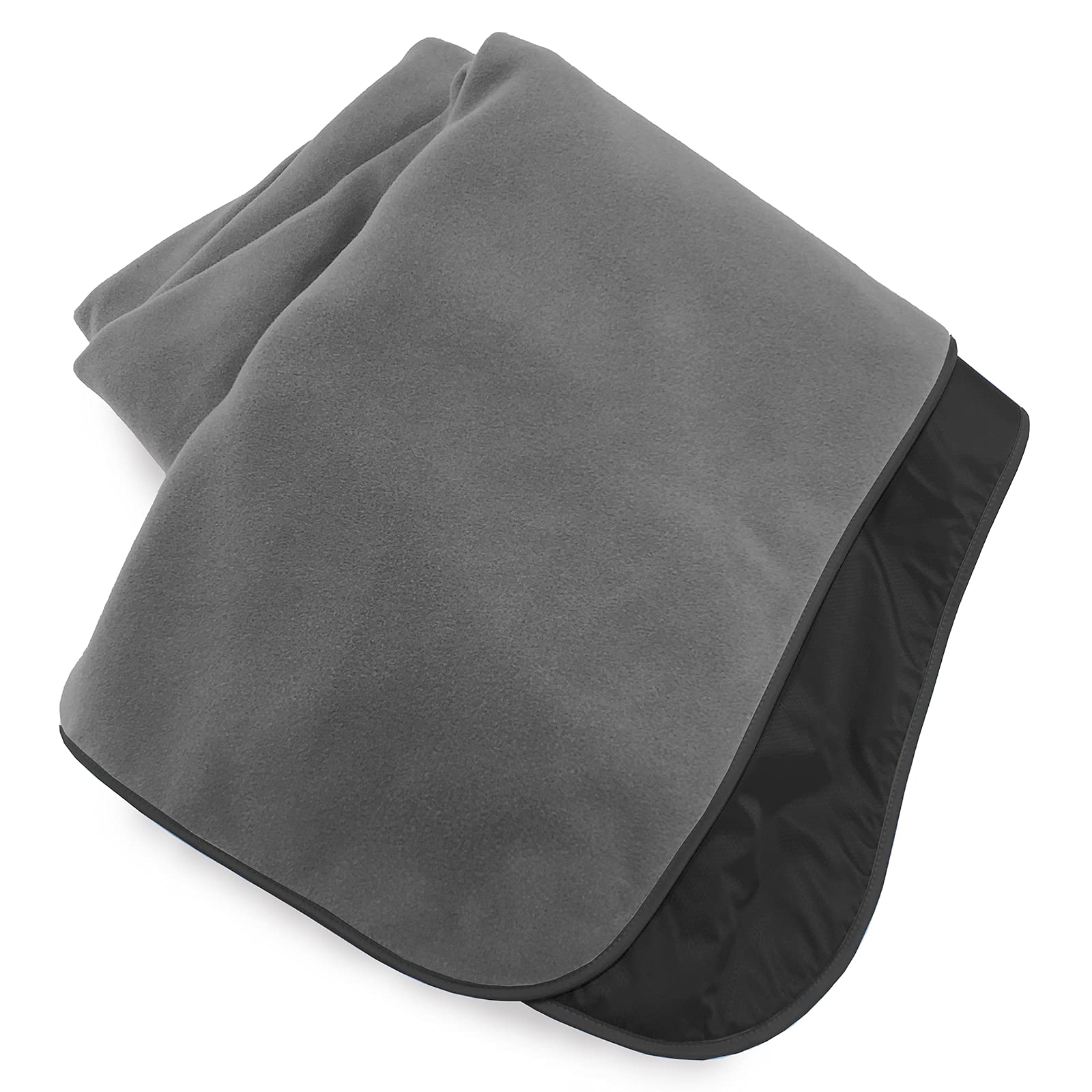 Mambe Extreme Weather Outdoor Blanket - 100% Waterproof & Windproof Fleece & Nylon Blanket for Camping, Hiking, Emergency Survival - Machine Washable Charcoal with Navy Lining (Large Size) - Perfect for Sports Events, Picnics, and Cold Weather Protection
