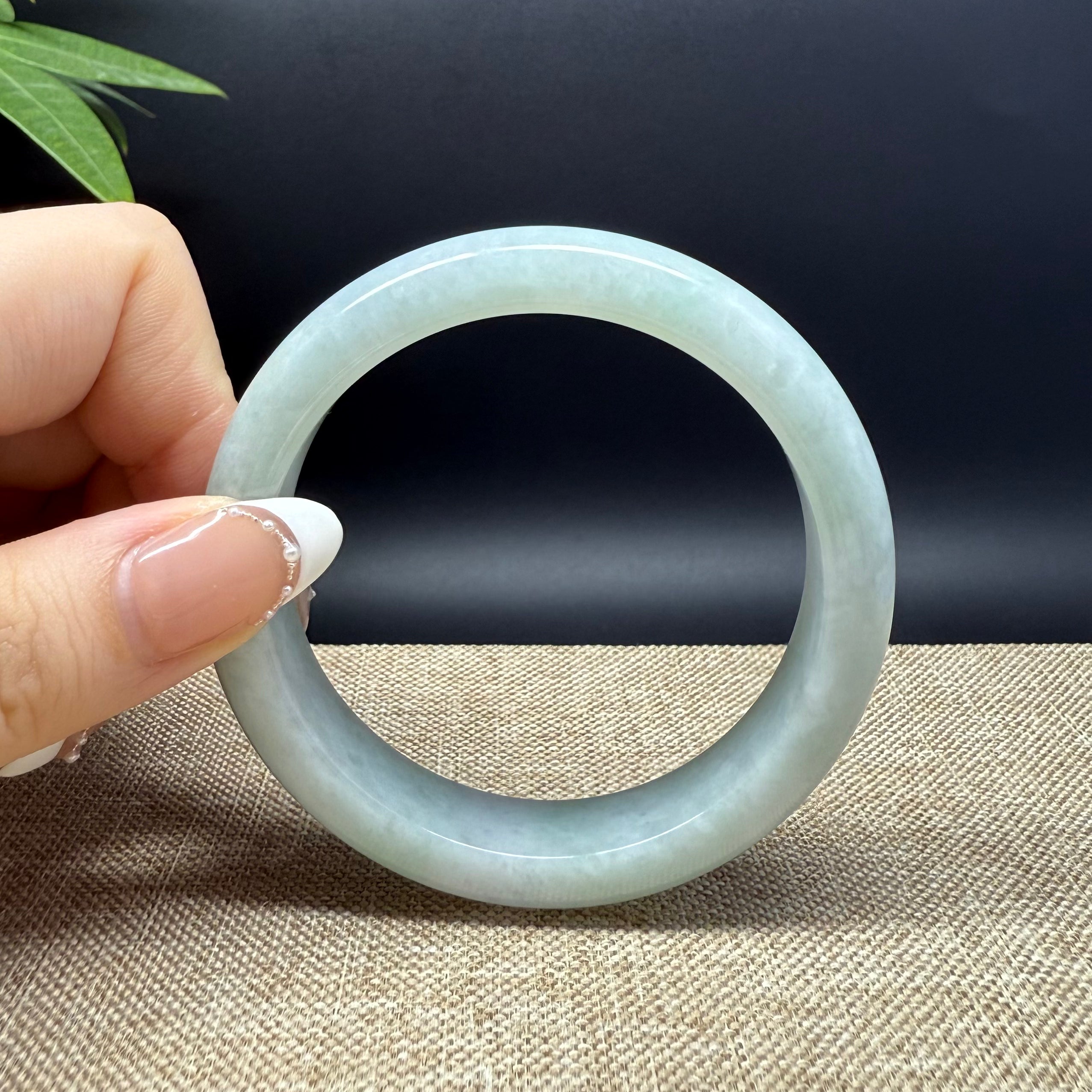 Authentic Burmese Green Jadeite Bangle Bracelet - 57.7mm Handmade Natural Jade Jewelry for Women - Perfect for Gifts, Meditation & Spiritual Healing