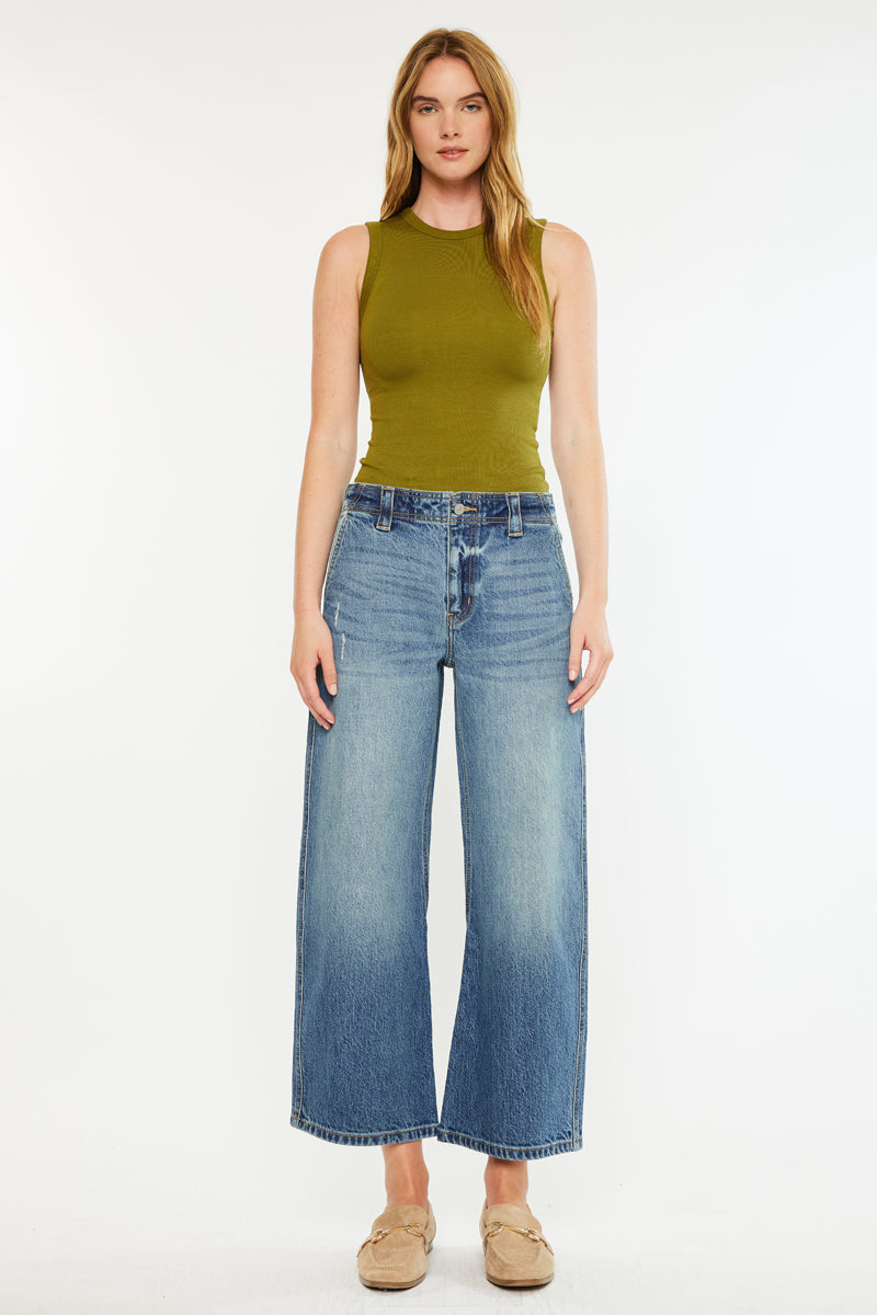 Bells Mid Rise Loose Barrel Jeans for Women - Comfortable Stretch Denim Pants with Relaxed Fit - Perfect for Casual Wear, Work & Weekend Outings