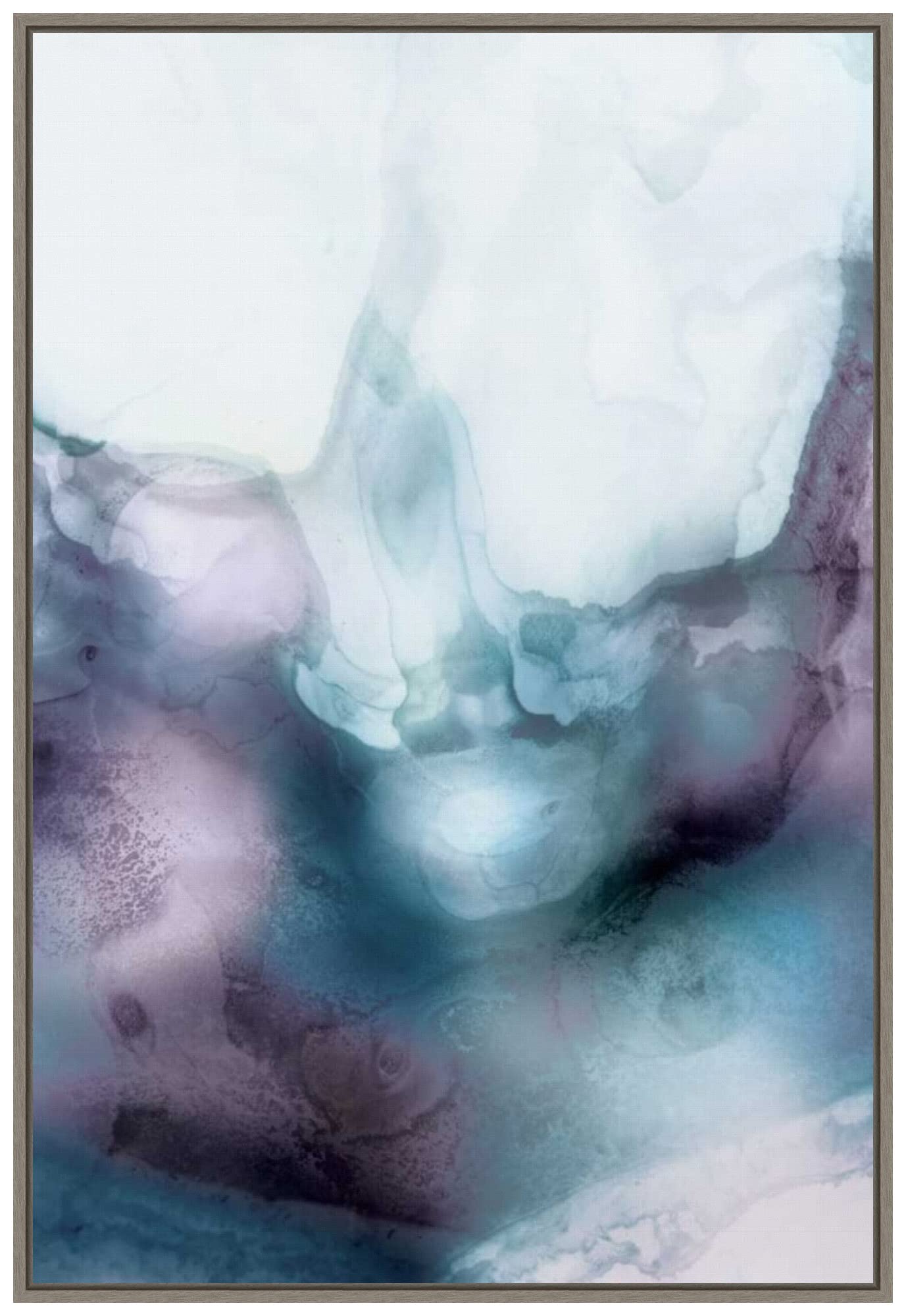 Amanti Art Framed Canvas Wall Art Print - Lavender Bubbles II by PI Gallerie, 23x33 Inches, Sylvie Greywash Frame - Large Modern Abstract Painting for Living Room, Bedroom & Office Decor