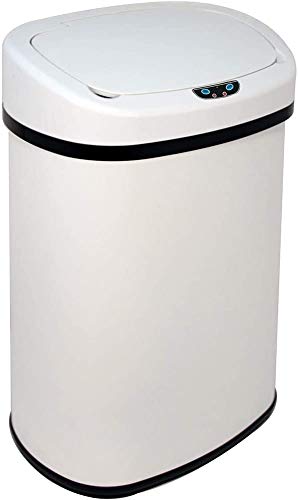 13 Gallon Automatic Touchless Trash Can - Stainless Steel 50L Sensor Garbage Bin with Hands-Free Motion Sensor for Kitchen, Office, Bedroom, Bathroom | Ideal for Hygienic Waste Disposal in Homes & Commercial Spaces - White