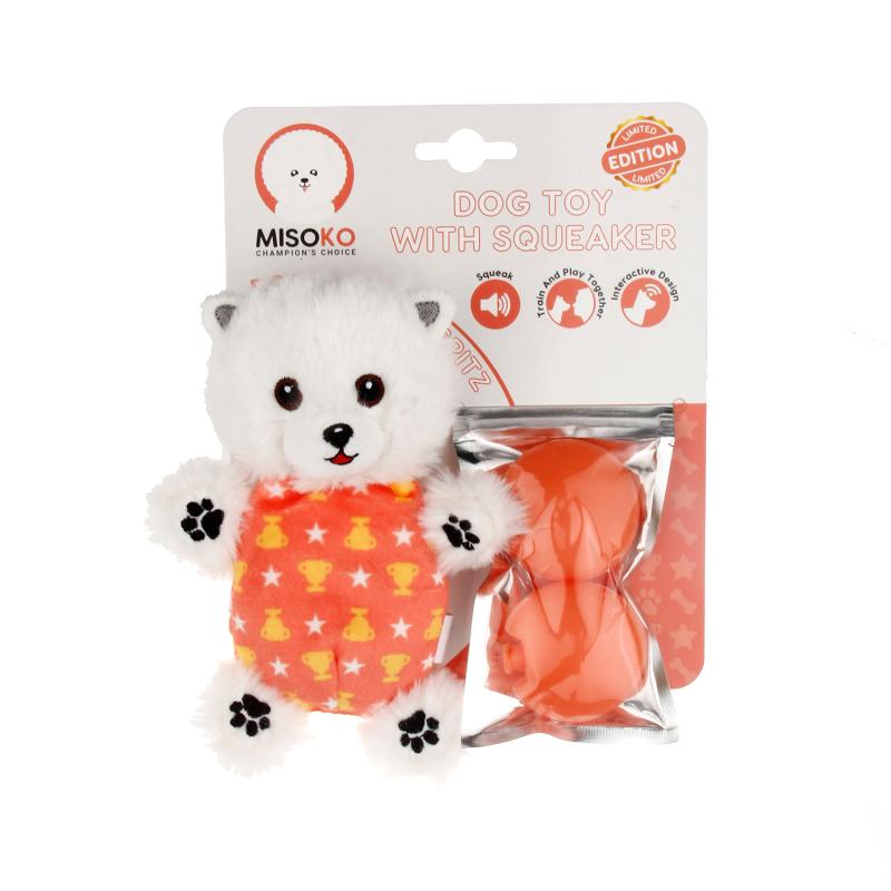 Misoko Limited Edition Bichon Frise Squeaky Plush Dog Toy - Soft Chew Toy for Small Dogs & Puppies - Perfect for Playtime, Training & Cuddling