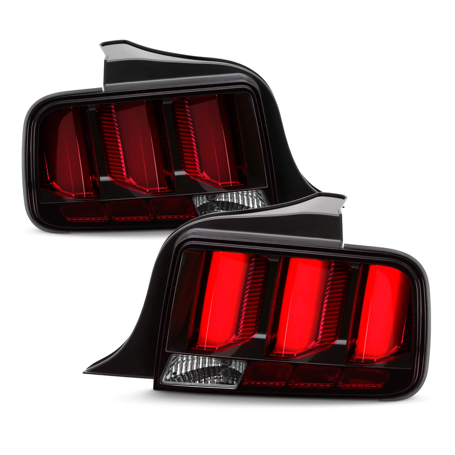 AKKON LED Tail Lights for 2005-2009 Ford Mustang - Red Tube Black Sequential Brake Lights Pair (Left + Right) | Enhances Night Visibility & Sporty Look