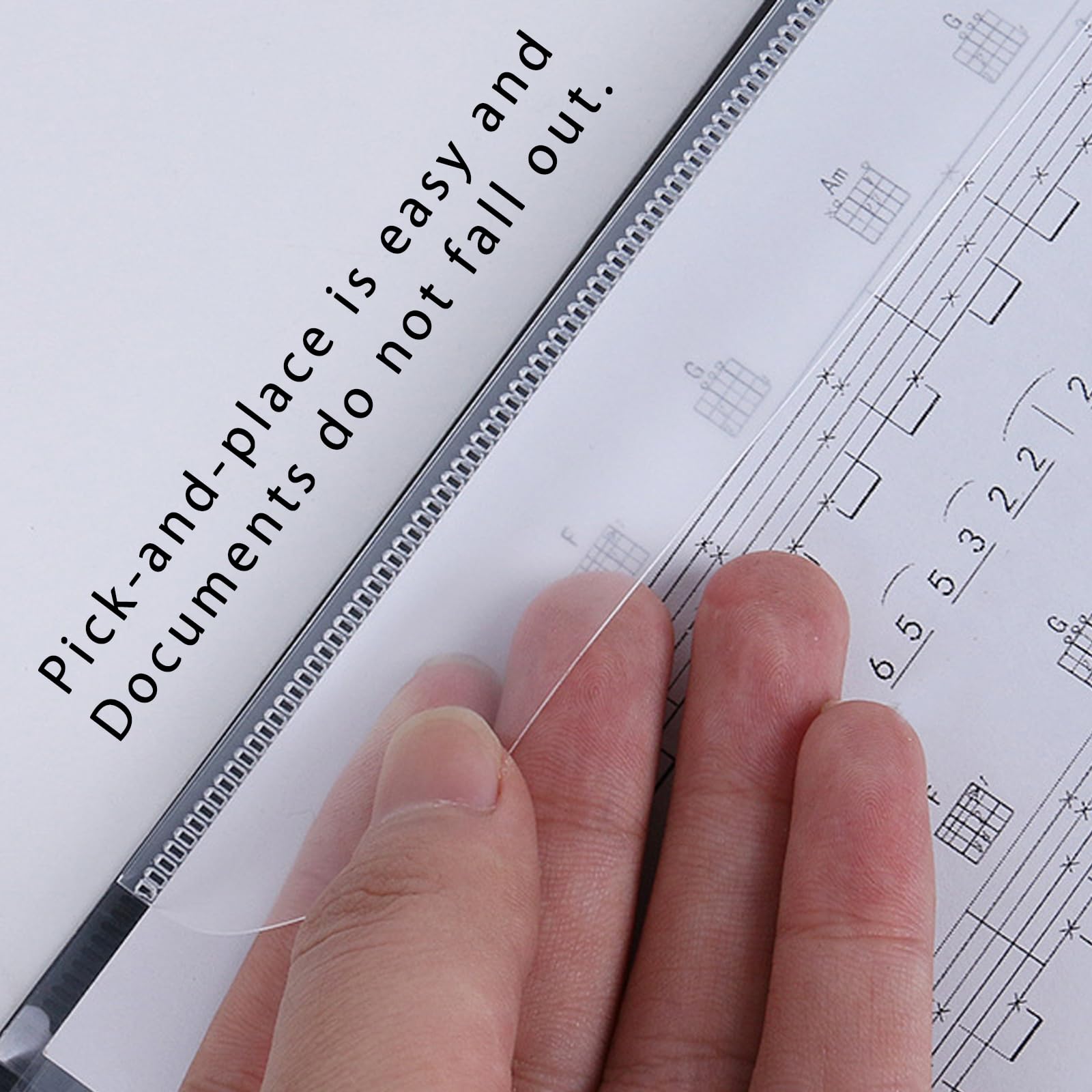 12-Piece Clear Binder Pockets for Sheet Music & Documents - A4 Size, 4-Page Display, 48-Page Capacity - Compatible with 2/3/4-Ring Binders | Perfect for Organizing Piano Music, School Work & Office Files