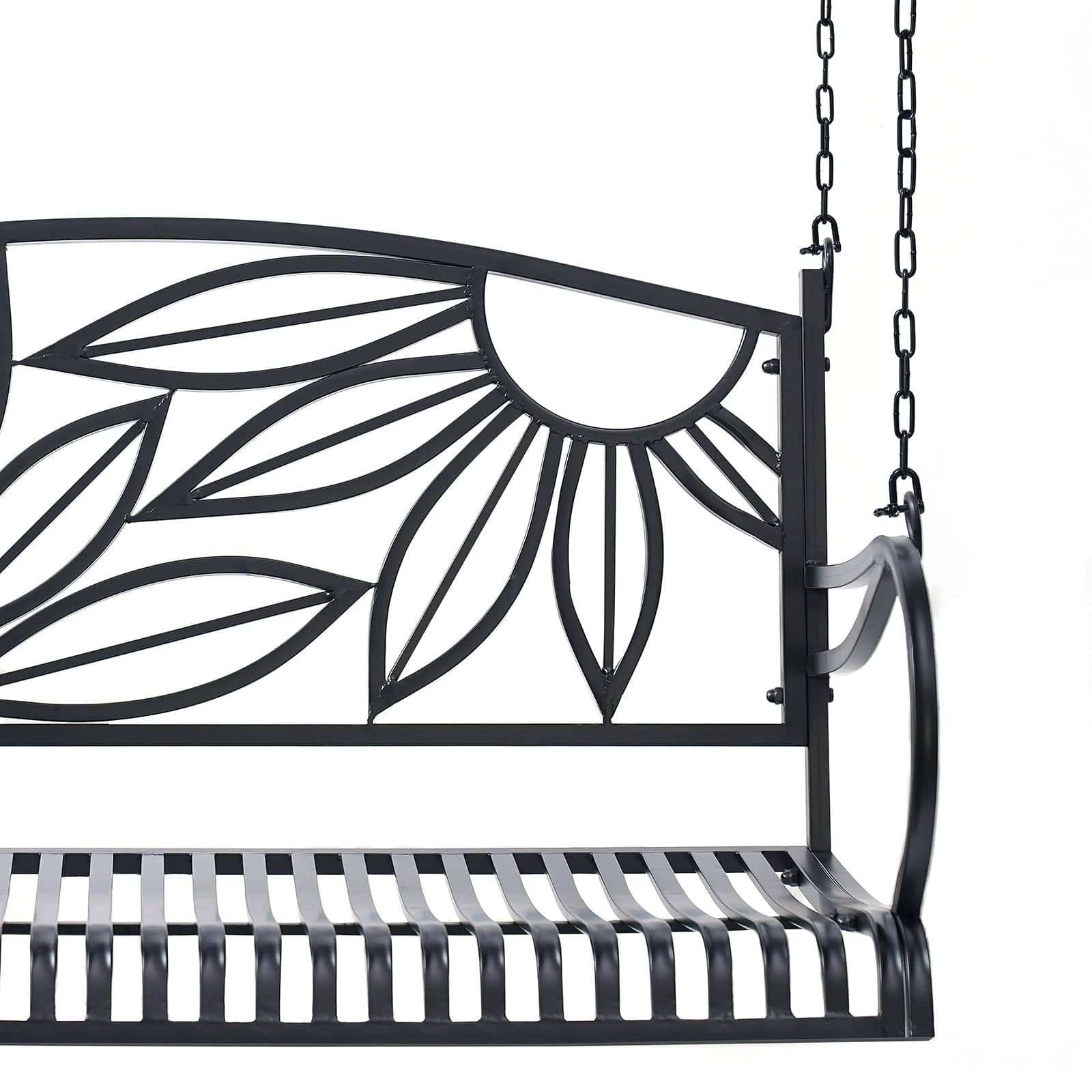 Heavy Duty Metal Porch Swing - Outdoor Garden Patio Hanging Chair with Stand, Weather-Resistant & Comfortable for Backyard, Deck, or Porch Relaxation