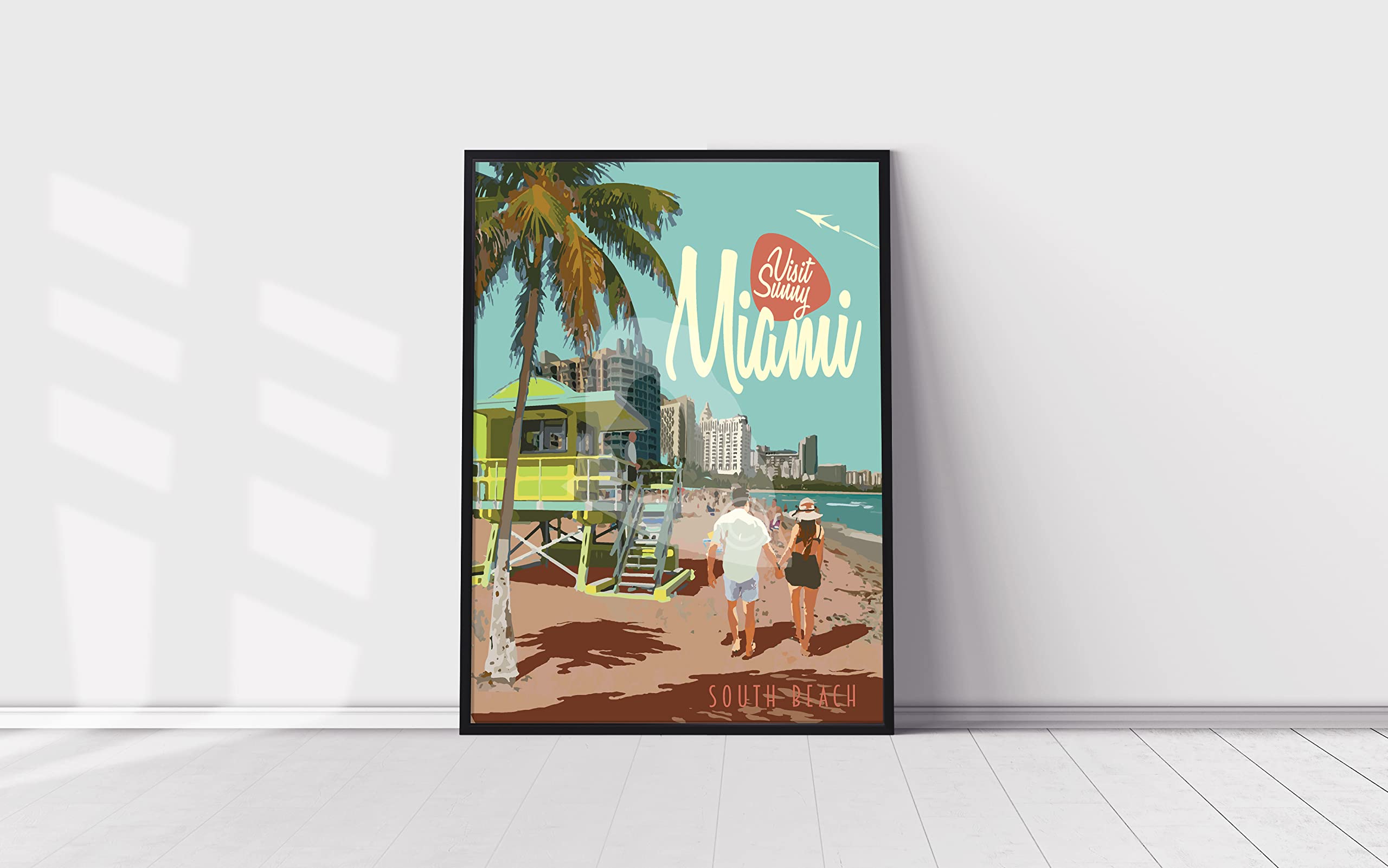 Miami Florida Beach Art Print - 18x24 Inches Canvas Wall Decor for Living Room, Bedroom & Office - South Beach Miami Poster, Tropical Coastal Home Decor