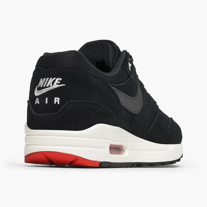 Nike Air Max 1 Premium Men's Running Shoes - Black/Oil Grey/Red Colorway | Comfortable Cushioned Sneakers for Jogging, Gym & Casual Wear