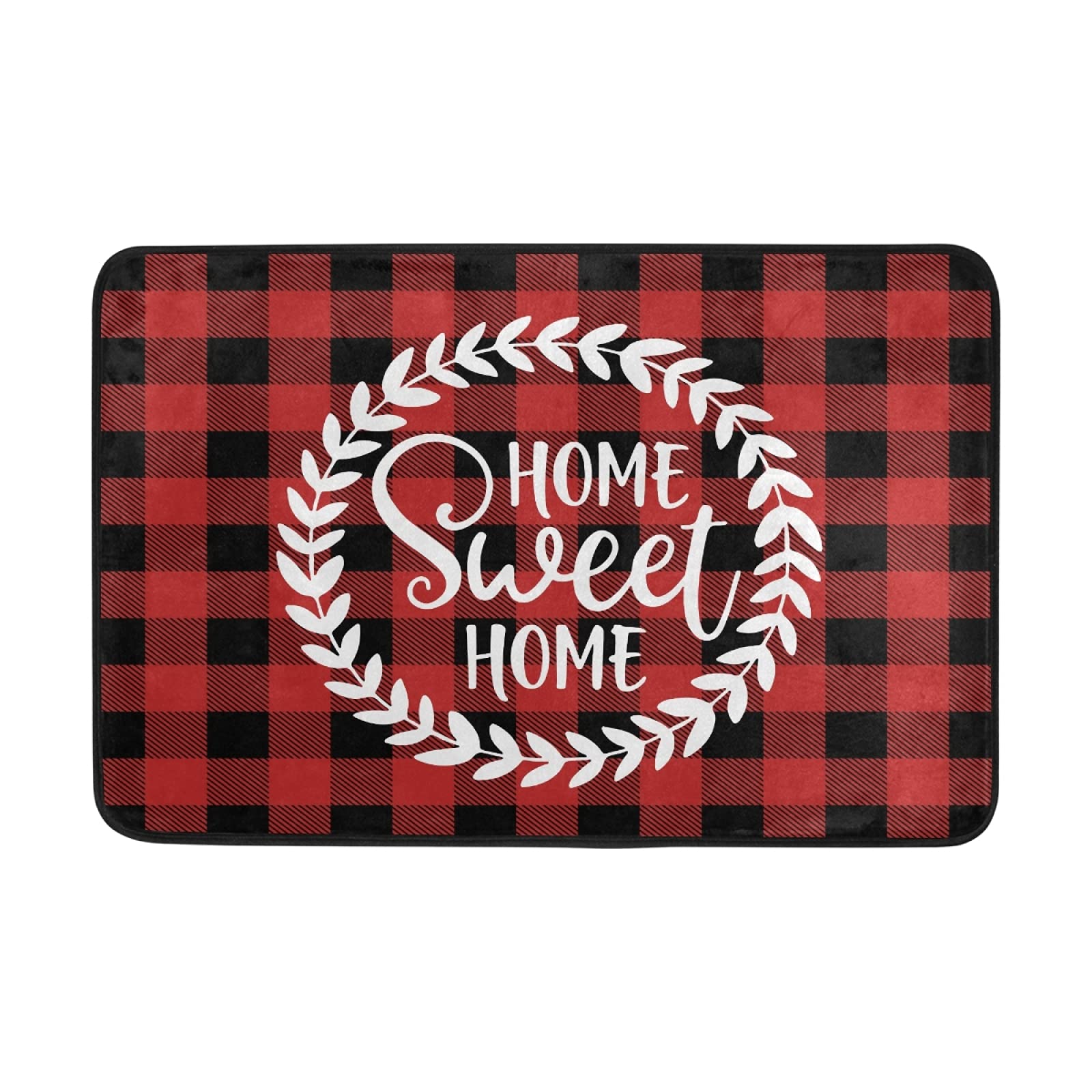 GRTARANY Buffalo Plaid Doormat 23.6 x 15.7 Inch - Non-Slip Indoor/Outdoor Welcome Mat for Entrance, Bathroom & Farmhouse Decor (Black & Red, Washable) - Perfect for Home, Porch, Mudroom & Holiday Decorations