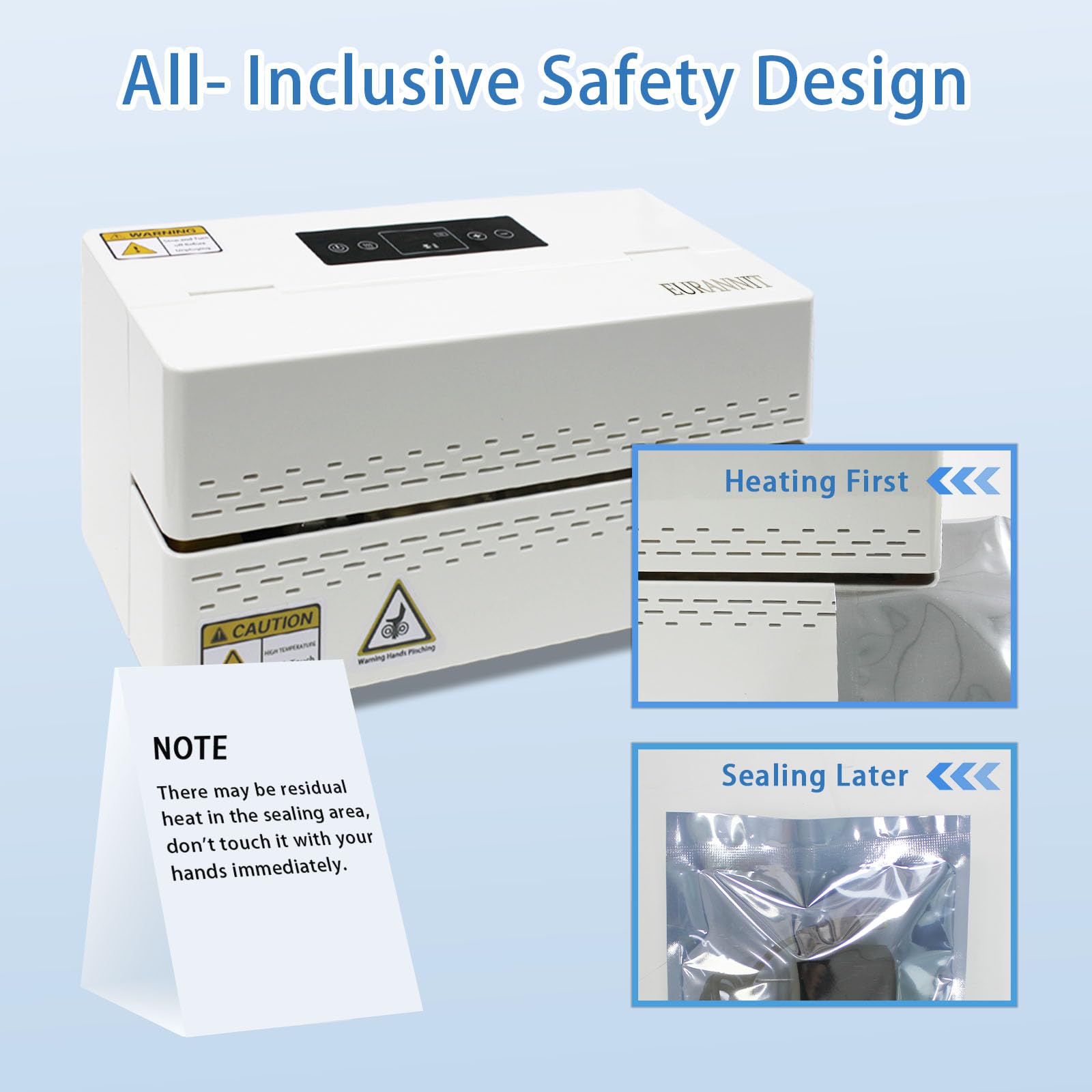 Automatic Heat Sealer Machine with Digital Temperature Control - Continuous Band Sealer for Packaging Bags - Horizontal Desktop Bag Sealer (White) - Ideal for Food, Medical & Retail Packaging