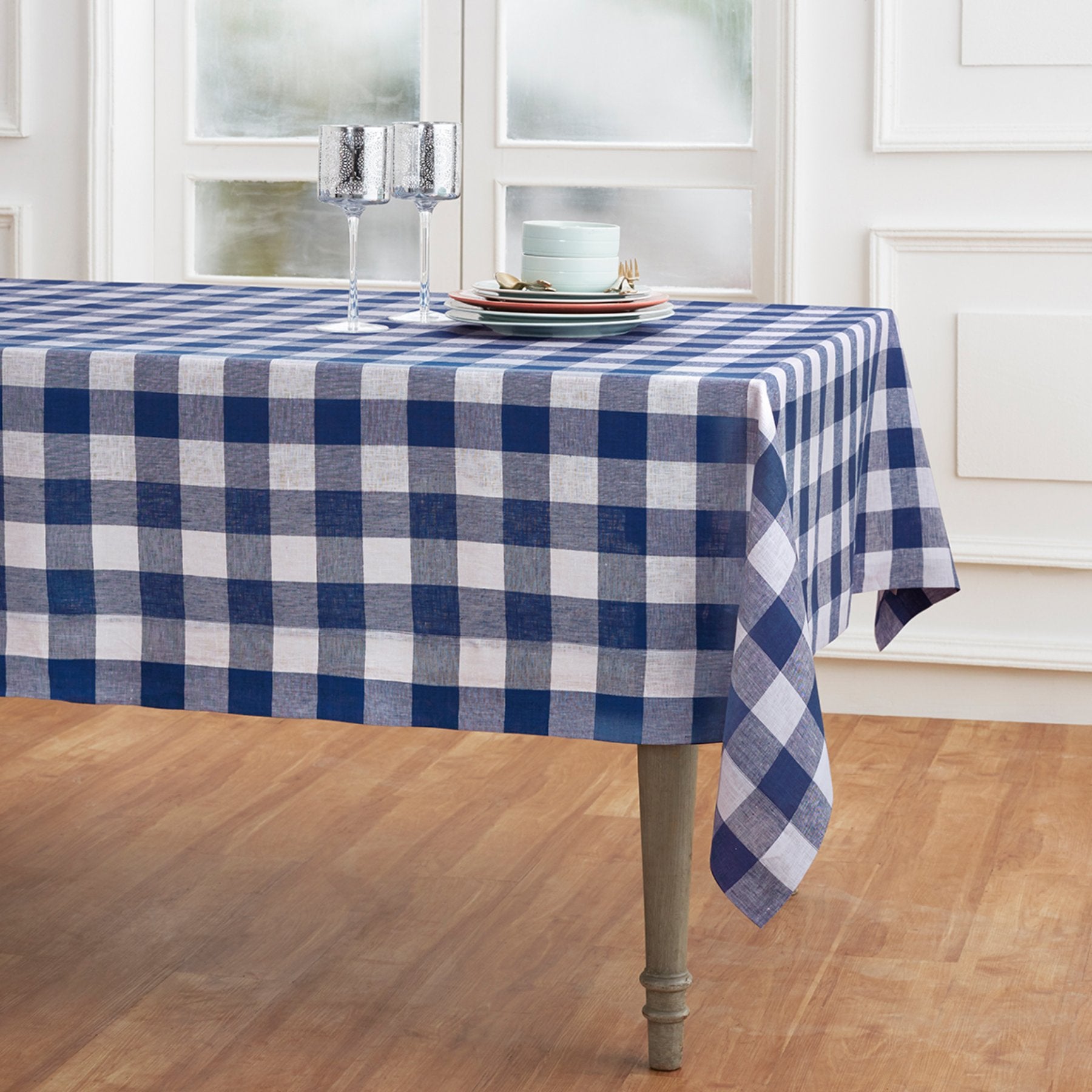 Buffalo Check Tablecloth - Red and Black Plaid Cotton Fabric for Dining Table - Perfect for Thanksgiving, Christmas, and Holiday Decorations