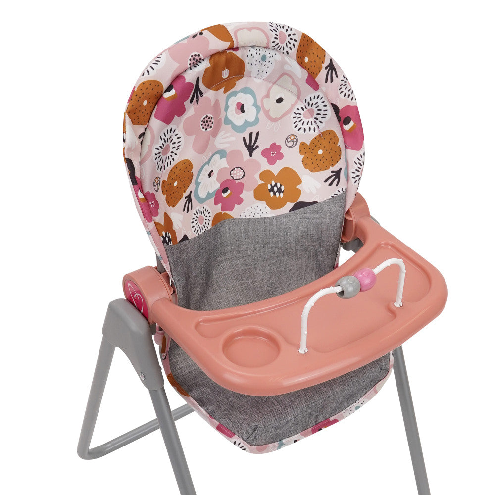 509 Crew Melange Flora Foodie Doll Highchair Set for Toddlers Ages 3+ - Pretend Play Kitchen Accessory for Kids, Perfect for Tea Parties & Role-Playing Games