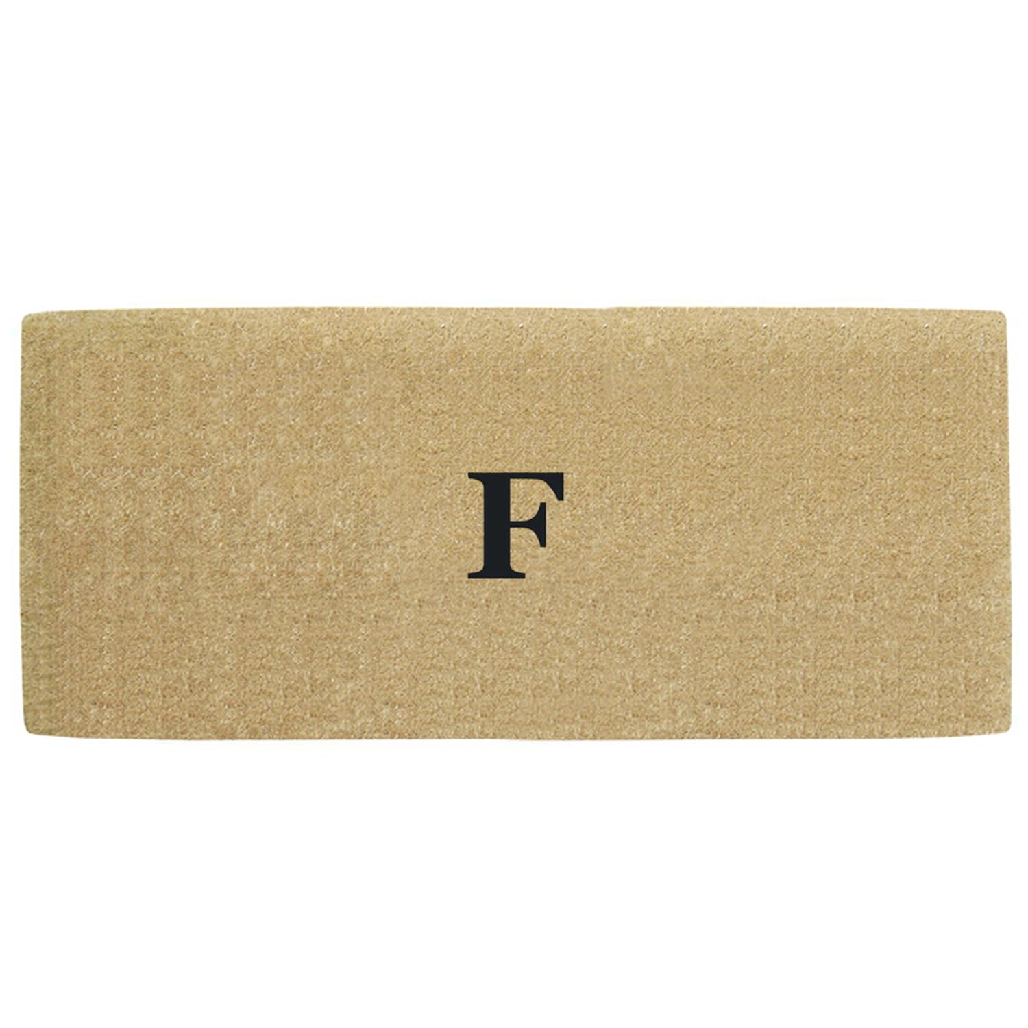 Premium Heavy Duty Coir Door Mat - Personalized Monogram F, No Border Design, Natural Coconut Fiber Welcome Mat, Durable Handcrafted Outdoor Rug, Eco-Friendly, 24