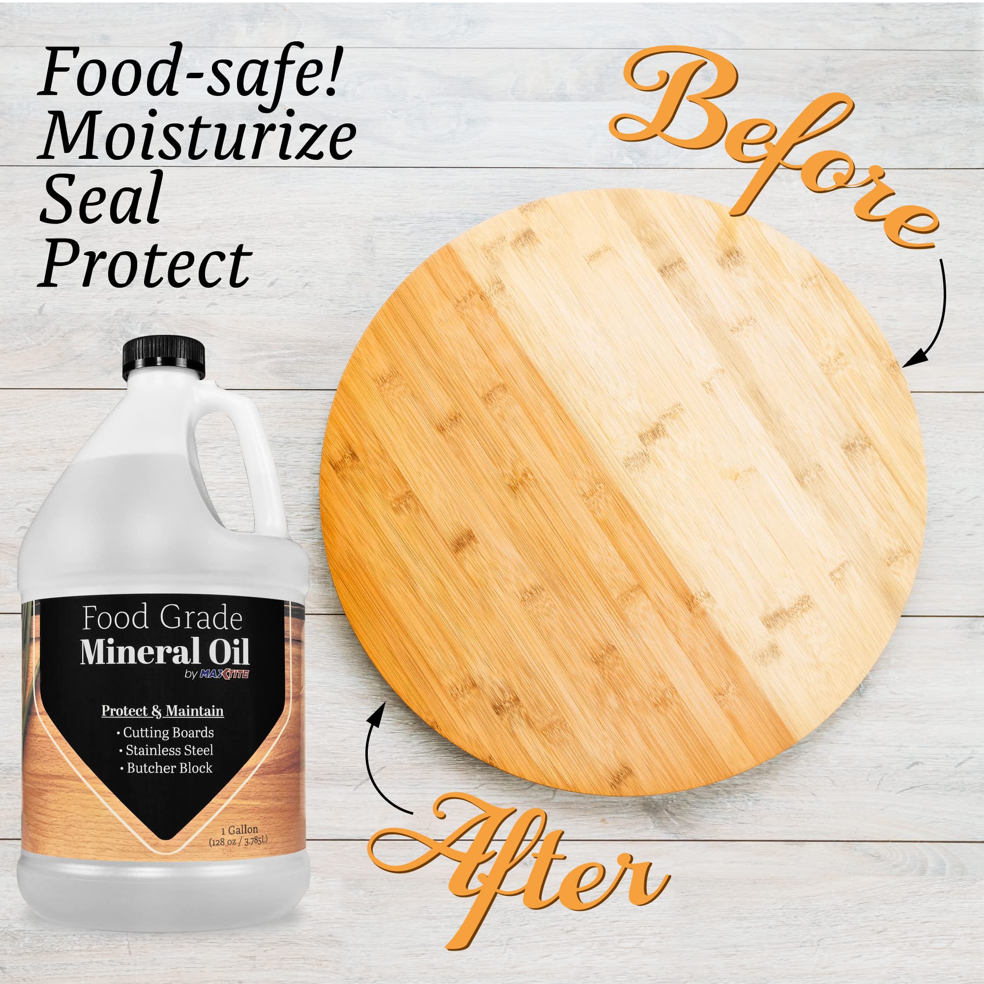 Ultrapure Food Grade Mineral Oil for Cutting Boards, Butcher Blocks & Wood Care - 4 Gallons | Made in USA | Conditions Wood, Stainless Steel, Knives & Tools | Ideal for Kitchen Maintenance & Wooden Utensil Protection