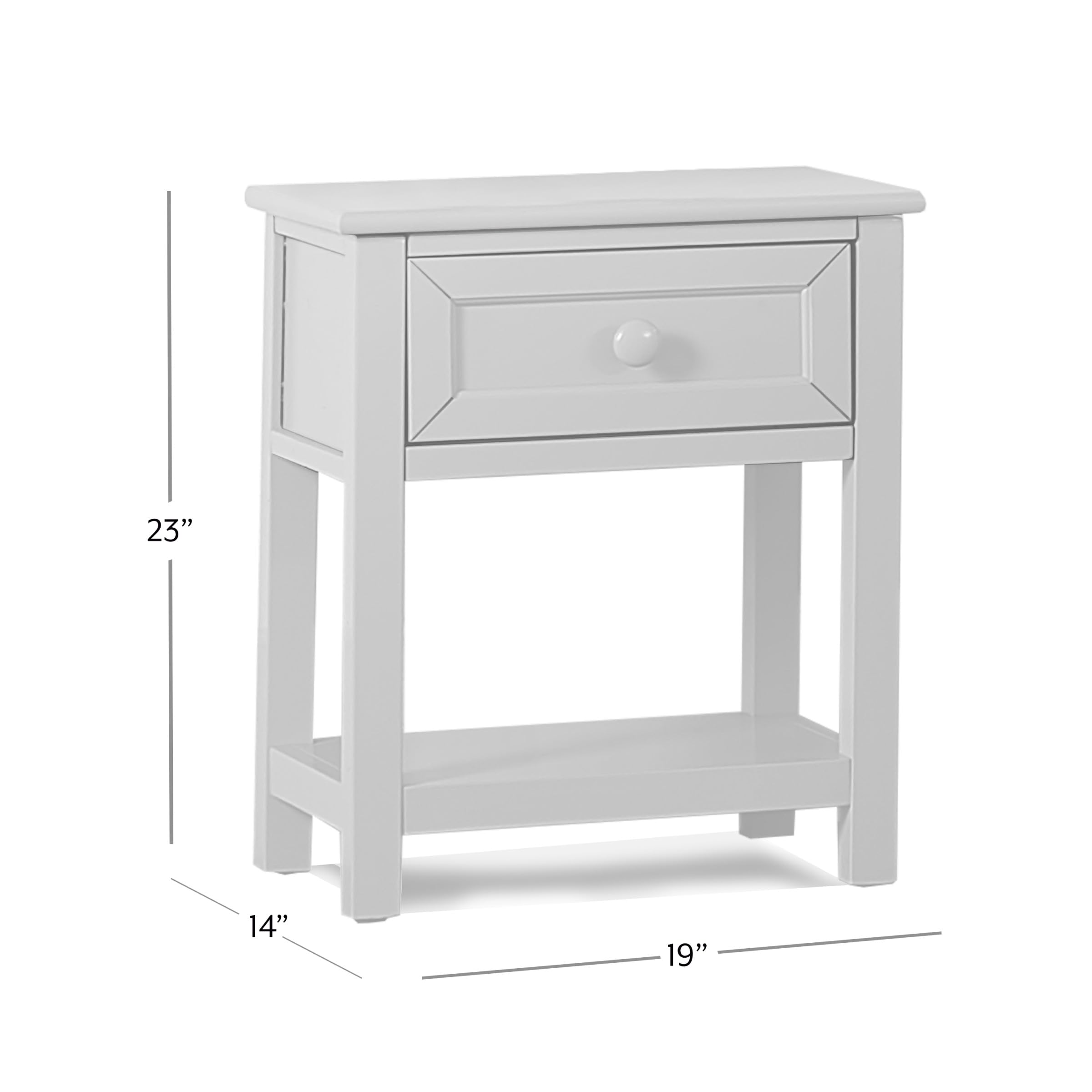 Hillsdale Schoolhouse 4.0 White Nightstand with 1 Drawer - Bedside Table for Bedroom, Living Room & Guest Room Storage