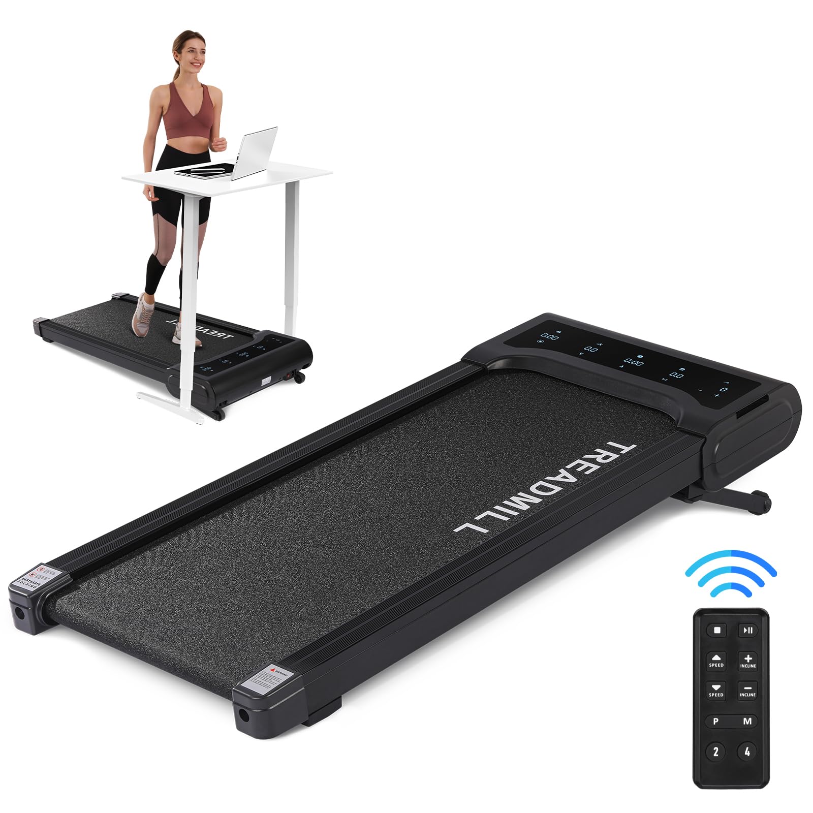 GARVEE 2 in 1 Portable Walking Treadmill for Home & Office - 2.5HP Ultra Quiet Folding Treadmill with Remote Control, LED Display & 16.5
